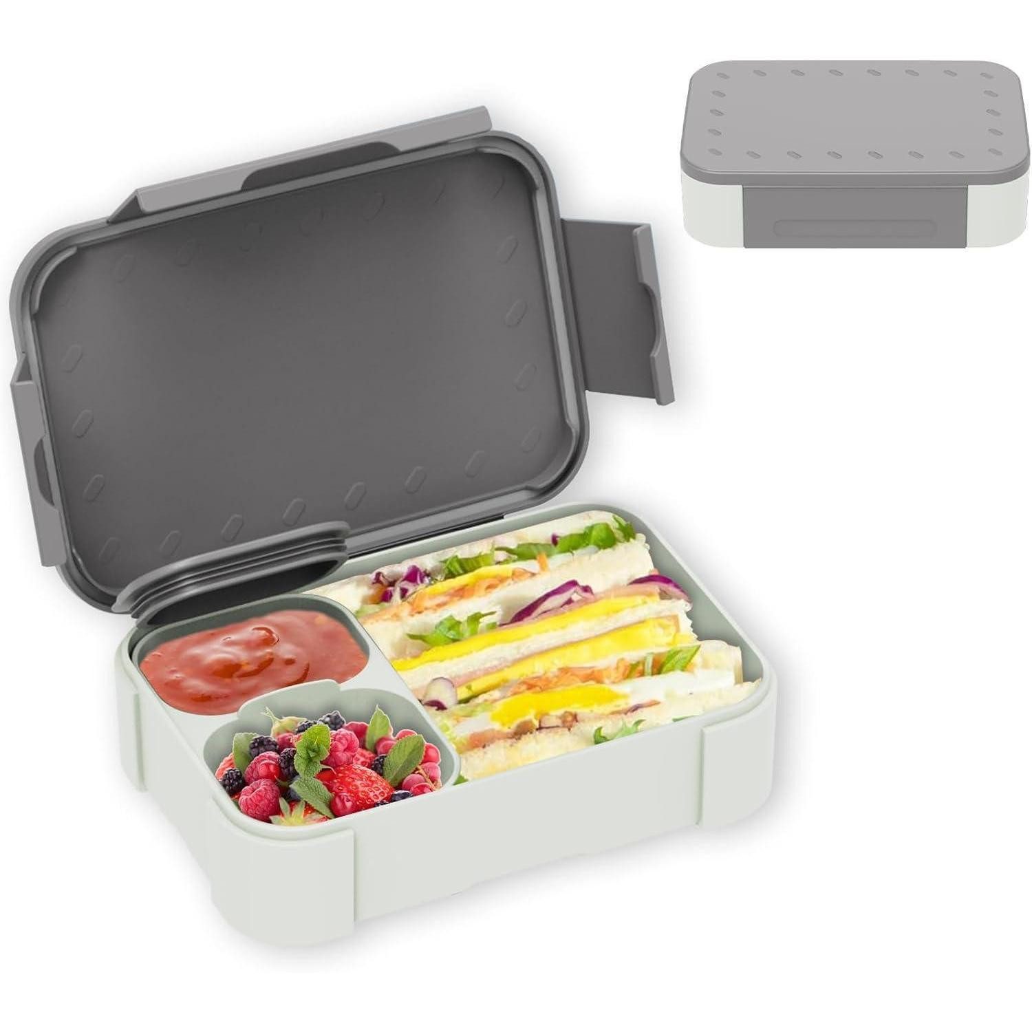 LuxusKollektion Lunchbox Brotdose Kinder mit Fächern 900ml Auslaufsicher Bento-Box Lunchbox, Kunststoff