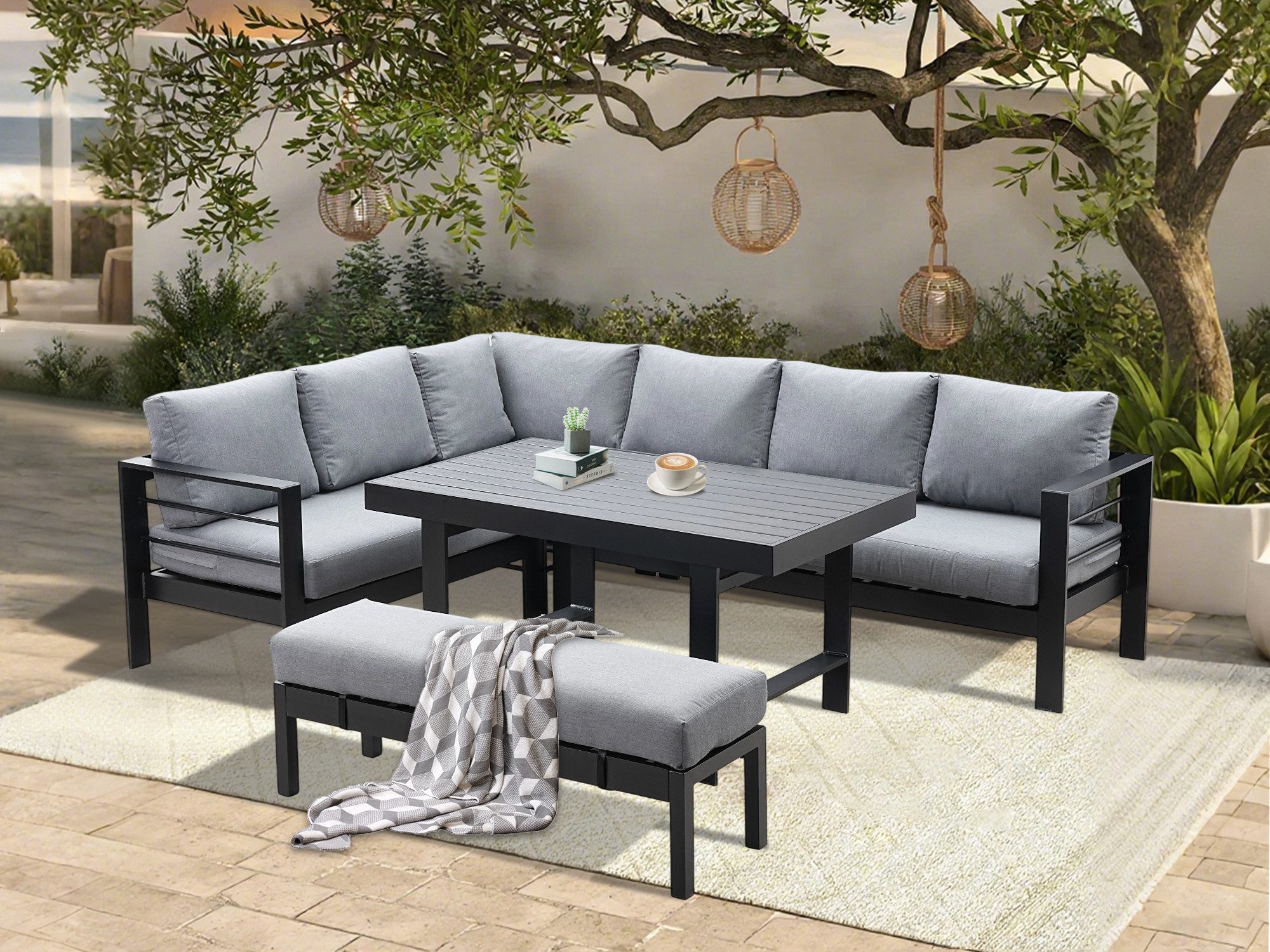 MeXo Gartenlounge-Set Modulares Terrassenmöbel-Set aus Aluminium günstig online kaufen