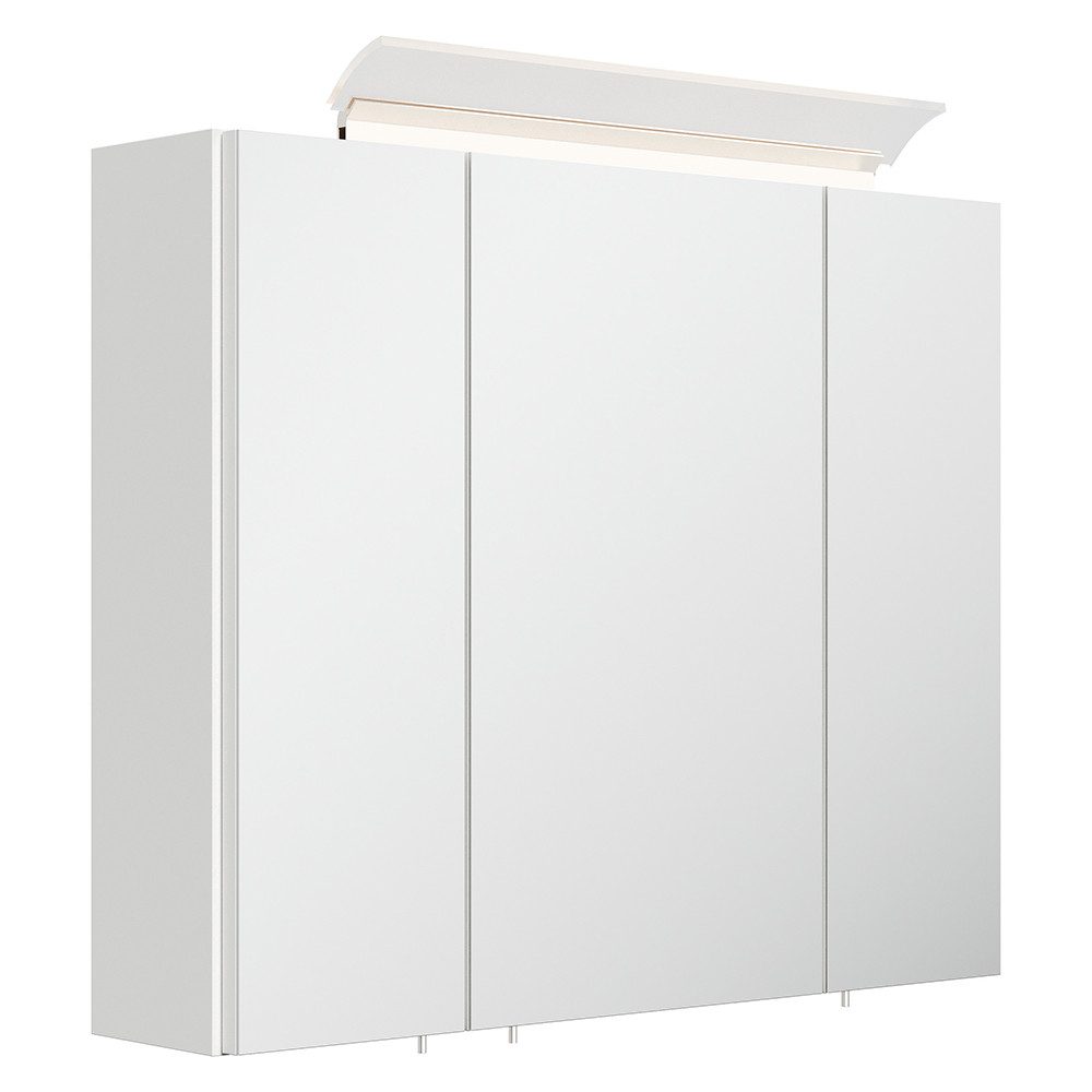 Lomadox Spiegelschrank BATLEY-02 75cm breit, weiß Hochglanz, 3D-Funktion, LED-Leuchte, Kombibox