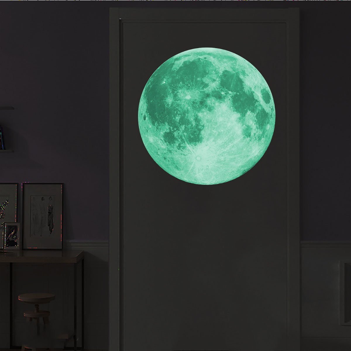 CTGtree Wandtattoo Glow Moon (1 Stickers 30*30 Durchmesser St) Wall Grünes Kinderzimmer cm für