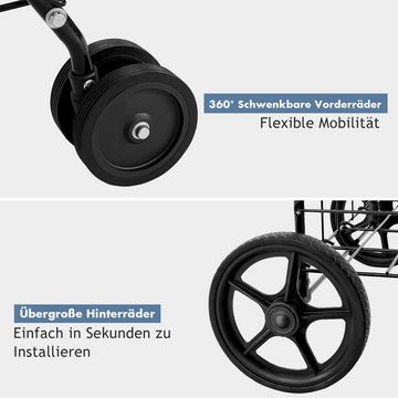 COSTWAY Einkaufstrolley, 100L+22L Rollwagen klappbar, bis 40kg, 2 Körbe