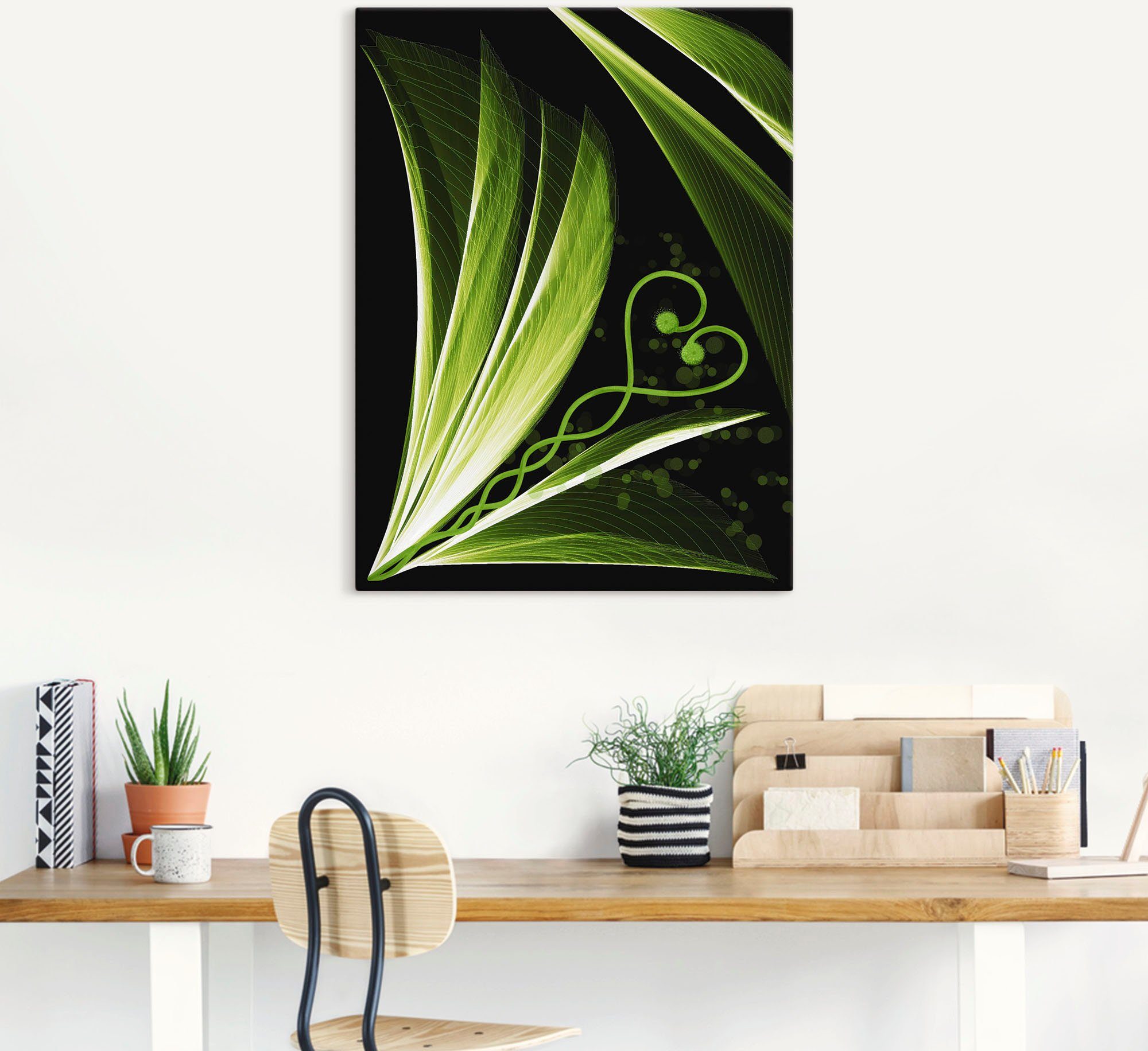 Artland Wandbild »Grünes Herzblatt dekorativ«, Spa Bilder (1 Stück), in vielen Größen & Produktarten - Alubild / Outdoorbild für den Außenbereich, Leinwandbild, Poster, Wandaufkleber / Wandtattoo auch für Badezimmer geeignet-HomeTrends