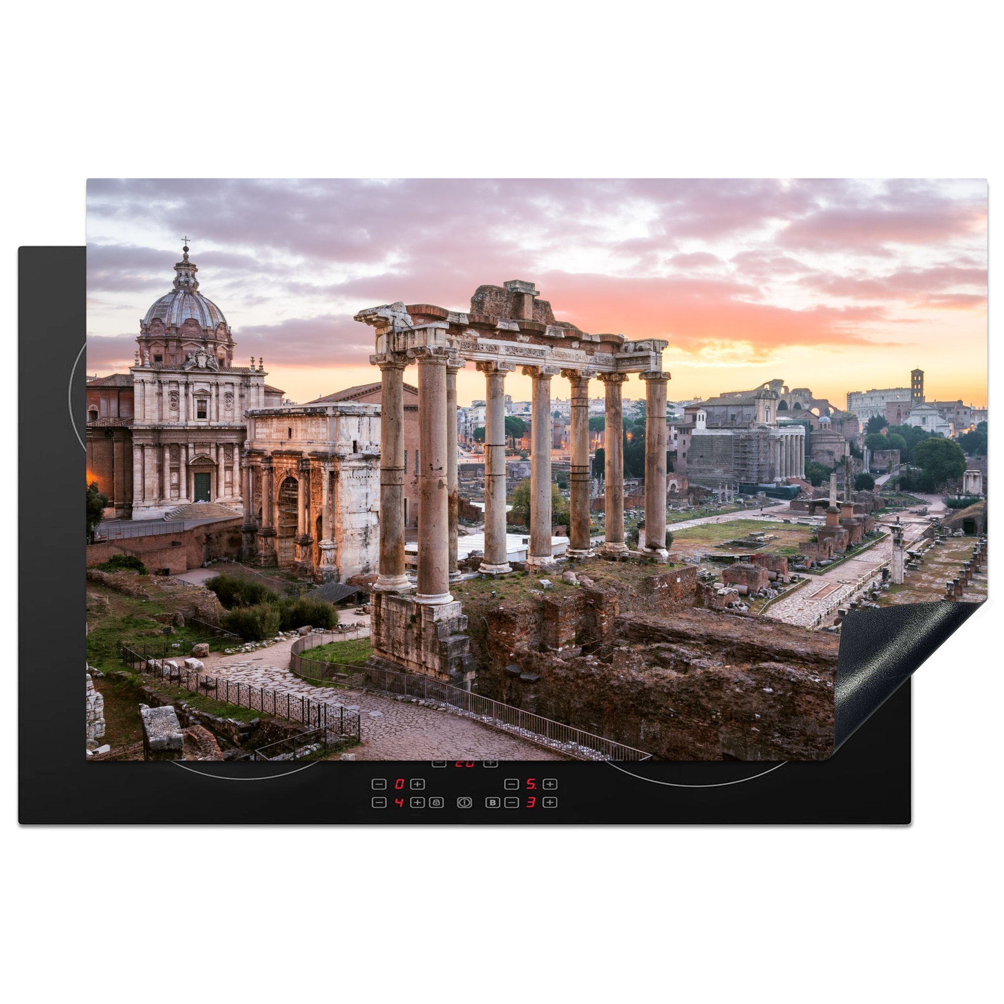 MuchoWow Herdblende-/Abdeckplatte Forum Romanum - Rom - Italien, Vinyl, (1 tlg), 81x52 cm, Induktionskochfeld Schutz für die küche, Ceranfeldabdeckung