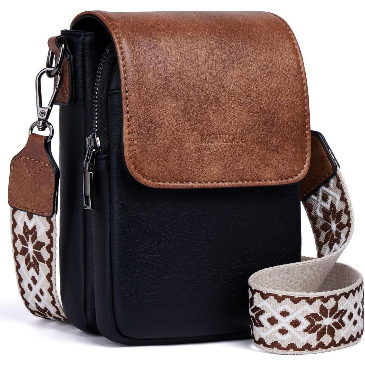 Handytasche Handytasche Umhängetasche Damen Leder RFID Blockierung Z-blackbrown