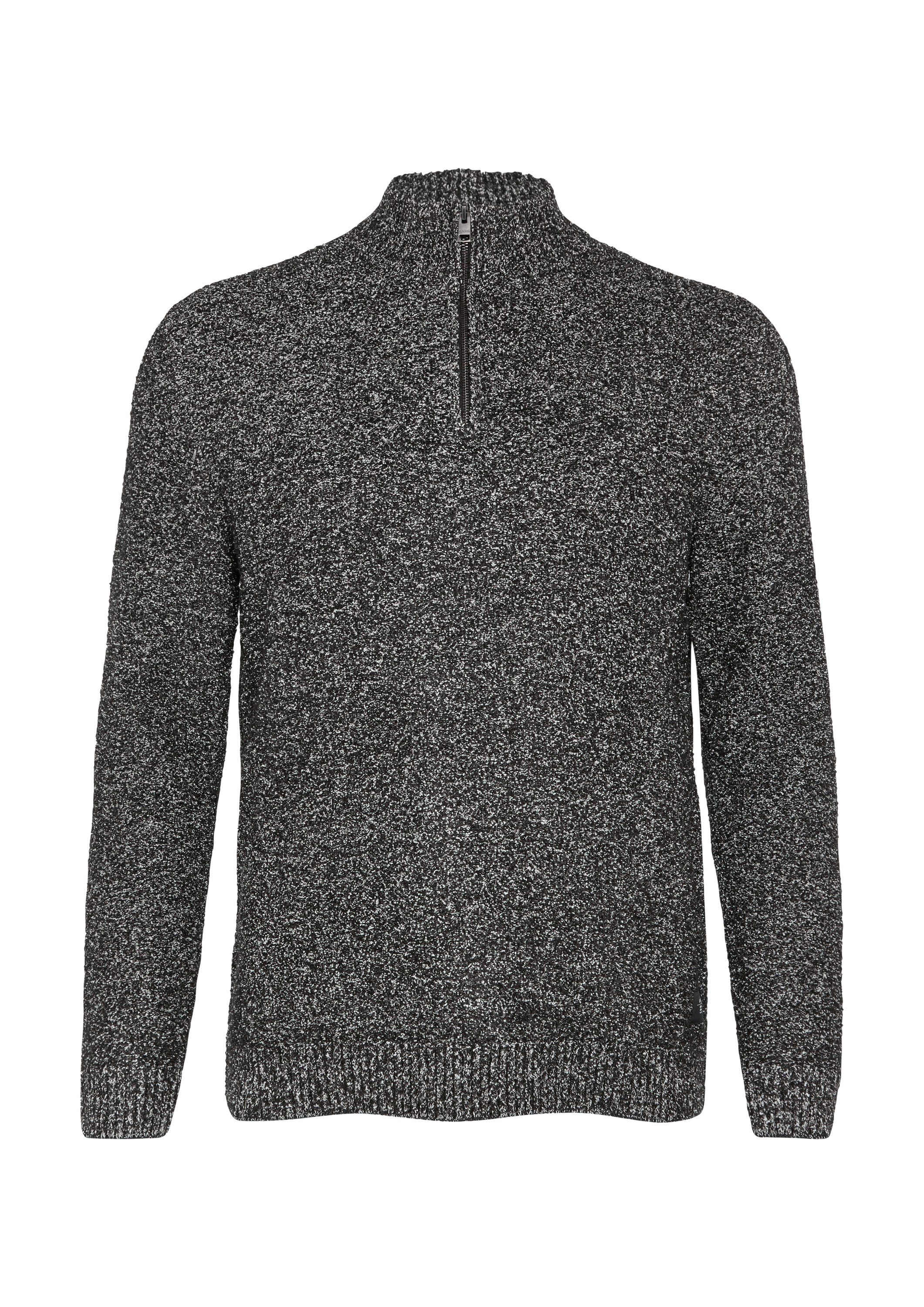 s.Oliver Longpullover Strickpullover Pullover mit Troyer-Kragen in Melange- günstig online kaufen