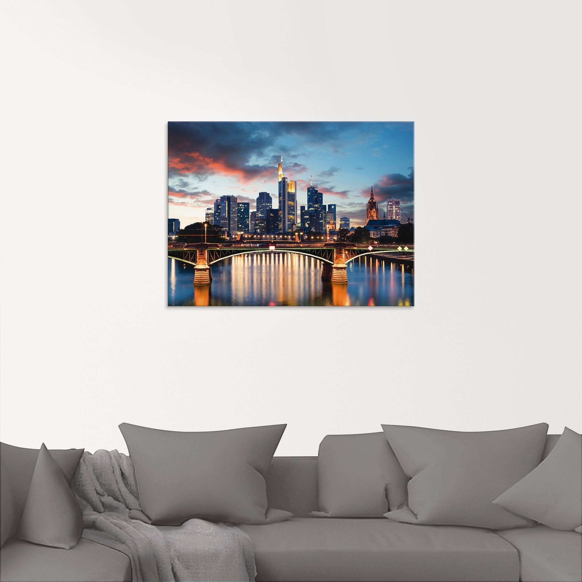 Artland Glasbild Frankfurt am Main Skyline II, Deutschland (1 St), in verschiedenen Größen