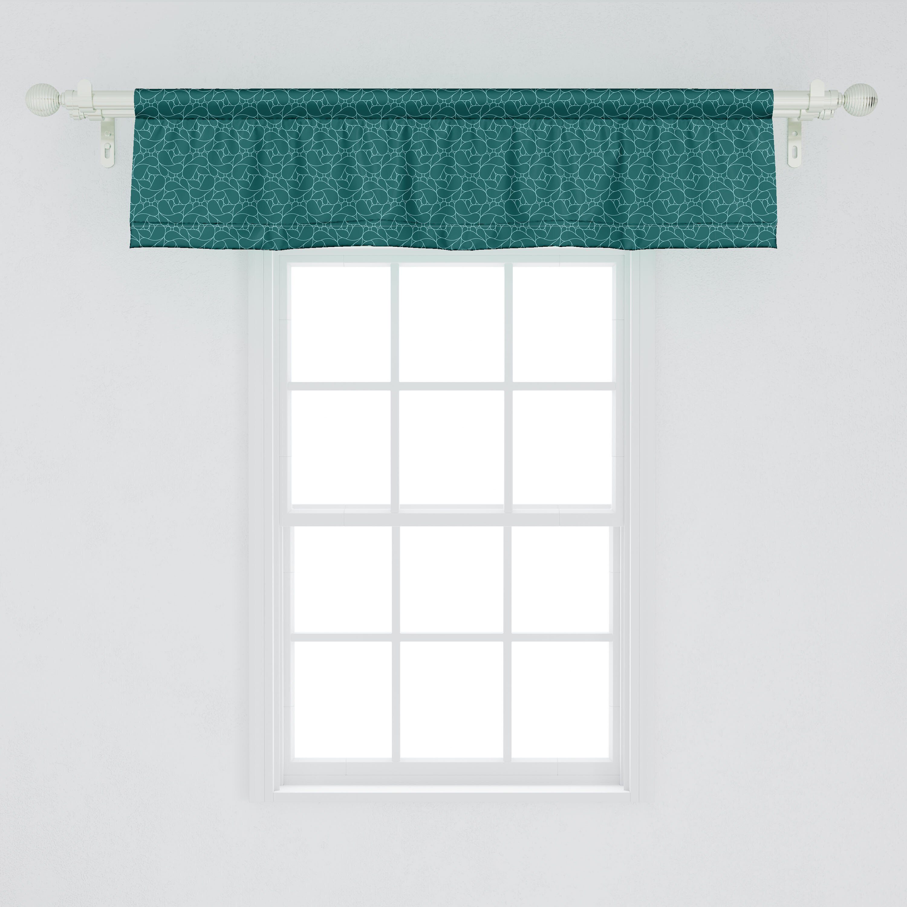 Modern Teal für Vorhang Abstrakt Line Kunst Microfaser, Küche Scheibengardine mit Abakuhaus, Volant Dekor Stangentasche, Schlafzimmer