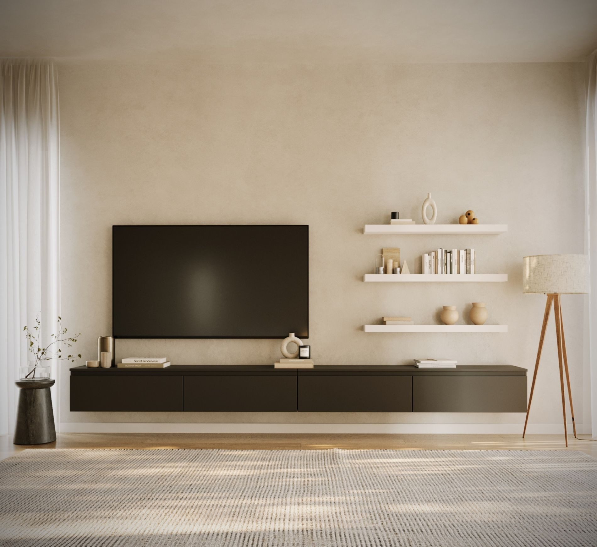 Selsey TV-Schrank BEMMI Hängendes TV-Board mit vier Klappen 300 cm