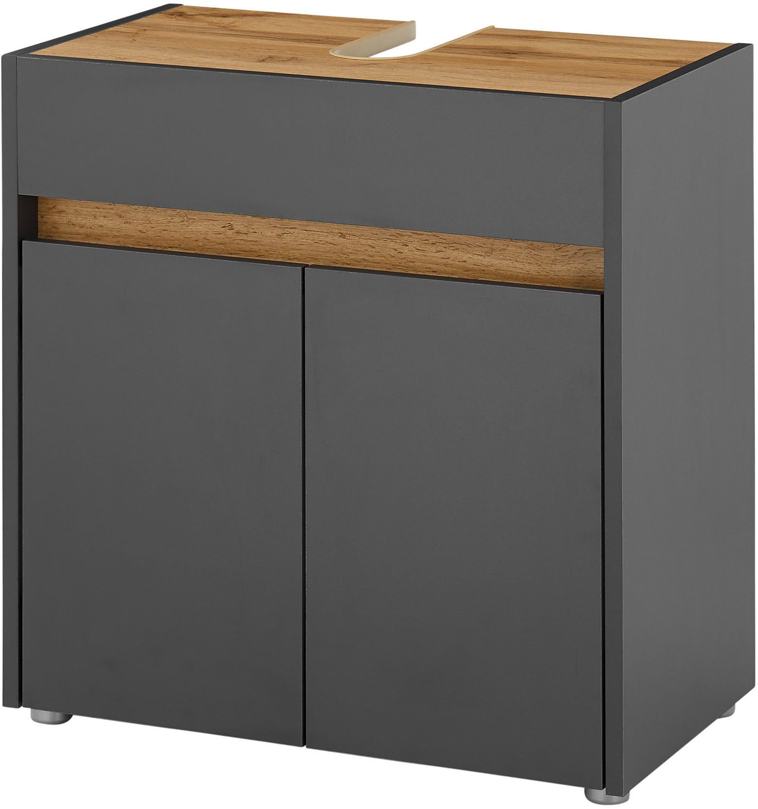 Home affaire Waschbeckenunterschrank CITY/GIRON, Waschtisch mit Griffmulde, Badschrank in zeitlosem Design in den Farben Weiß und Anthrazit verfügbar, viel Stauraum