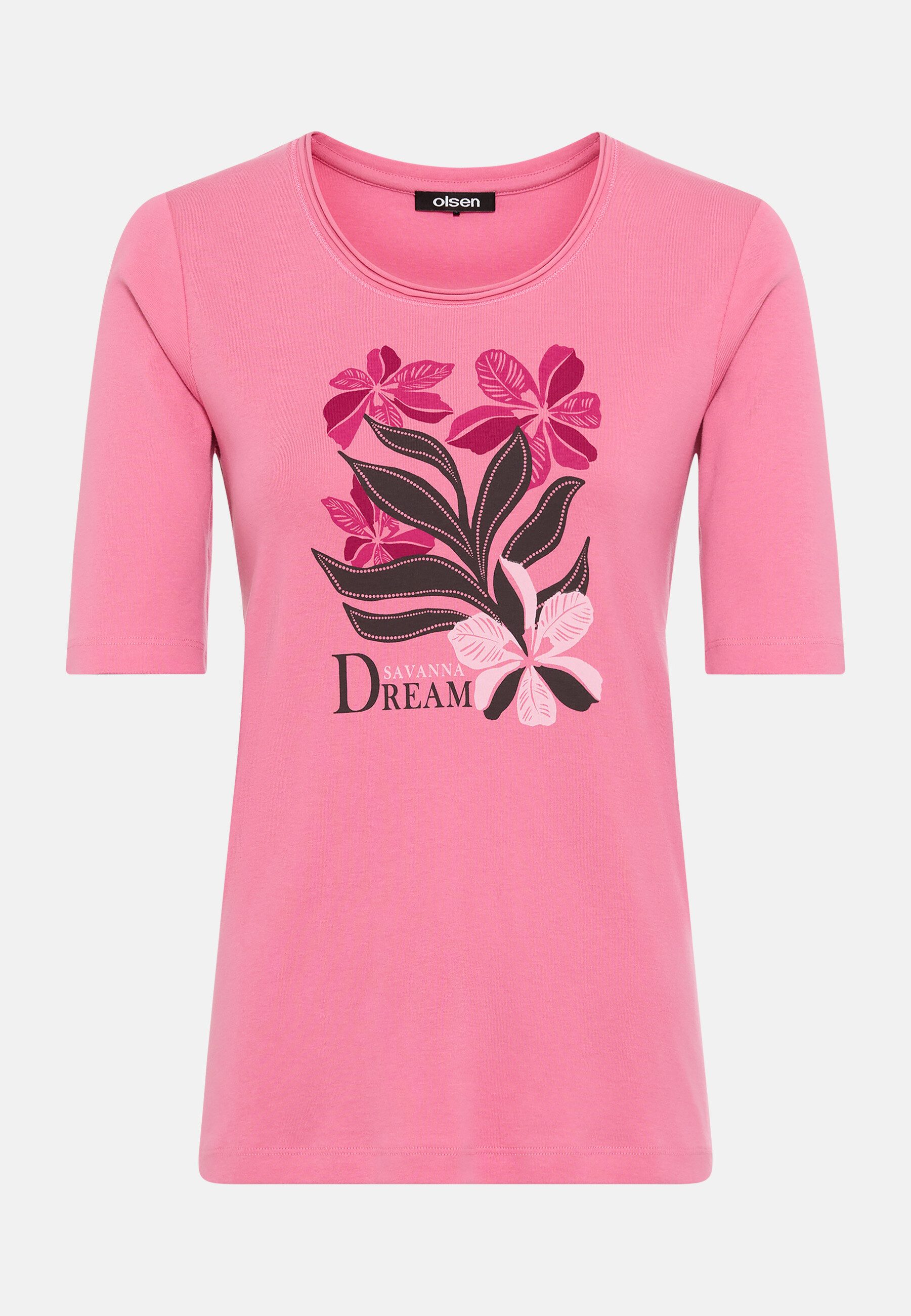 Olsen T-Shirt Shirt mit Placement-Print und Rundhalsausschnitt