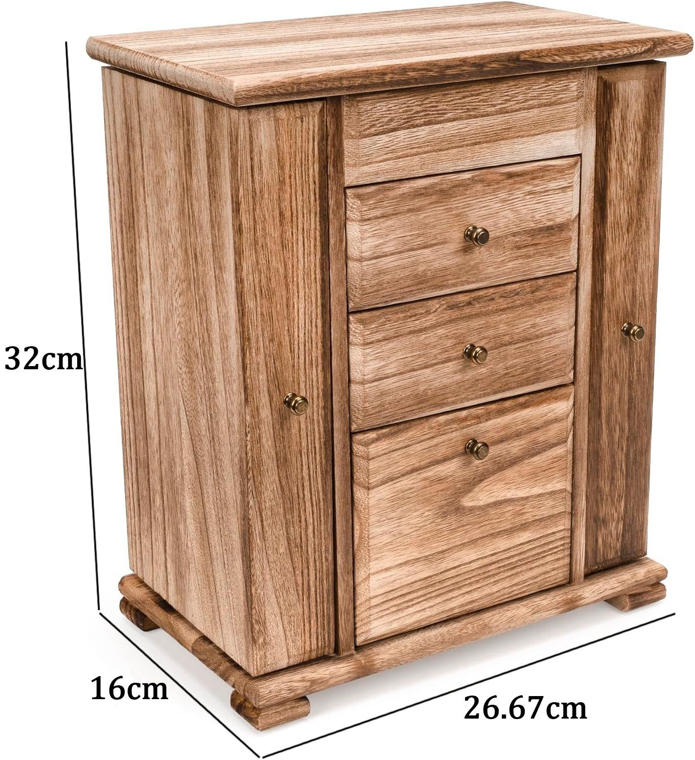 Emfogoo Schmuckkasten 4 Ebenen Holz Schmuckkästchen mit Spiegel, Großes Hol günstig online kaufen