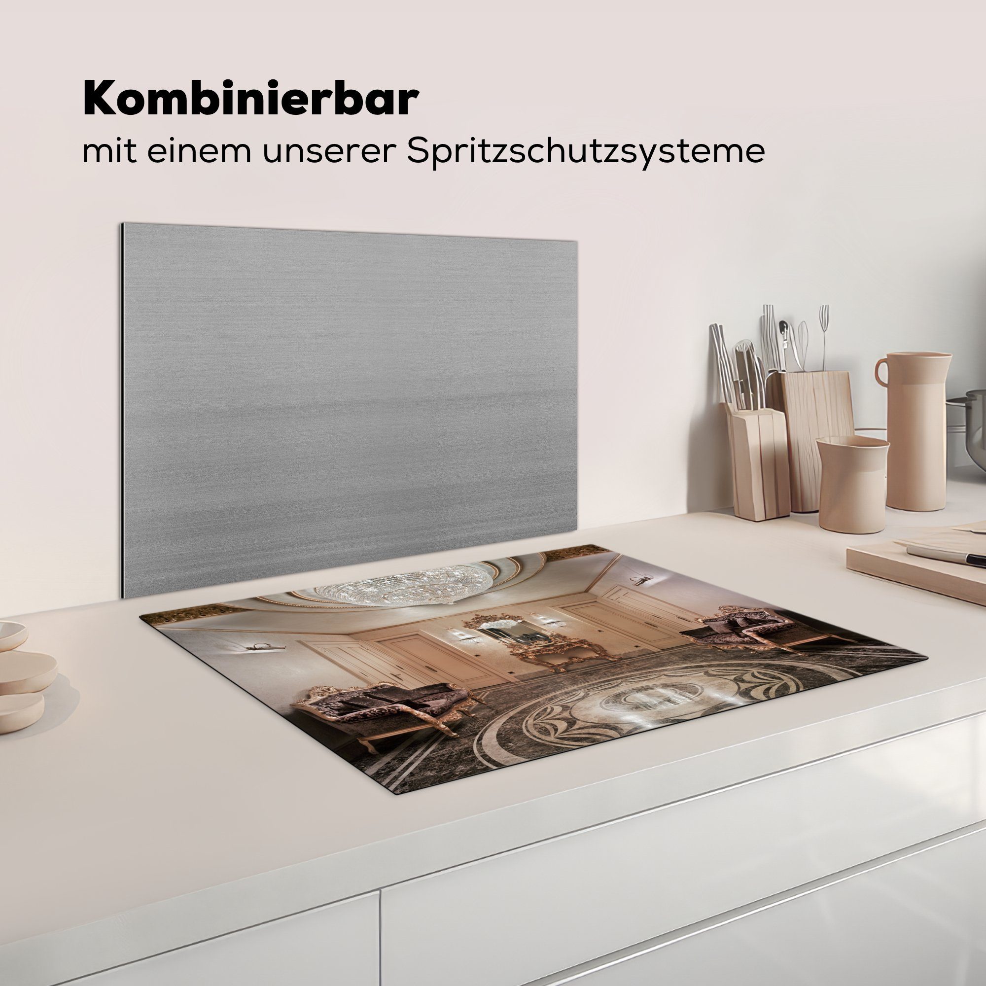 MuchoWow Herdblende-/Abdeckplatte Korridor in Mobile Ceranfeldabdeckung Vinyl, cm, Arbeitsfläche 70x52 (1 Haus, einem tlg), nutzbar