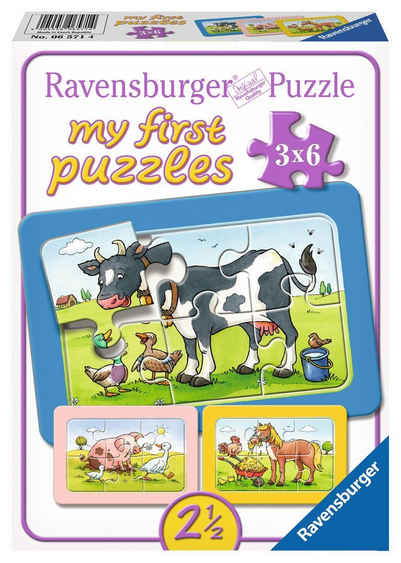 Ravensburger Puzzle 3 x 6 Teile Rahmen Puzzle my first puzzles Gute Tierfreunde 06571, 6 Puzzleteile