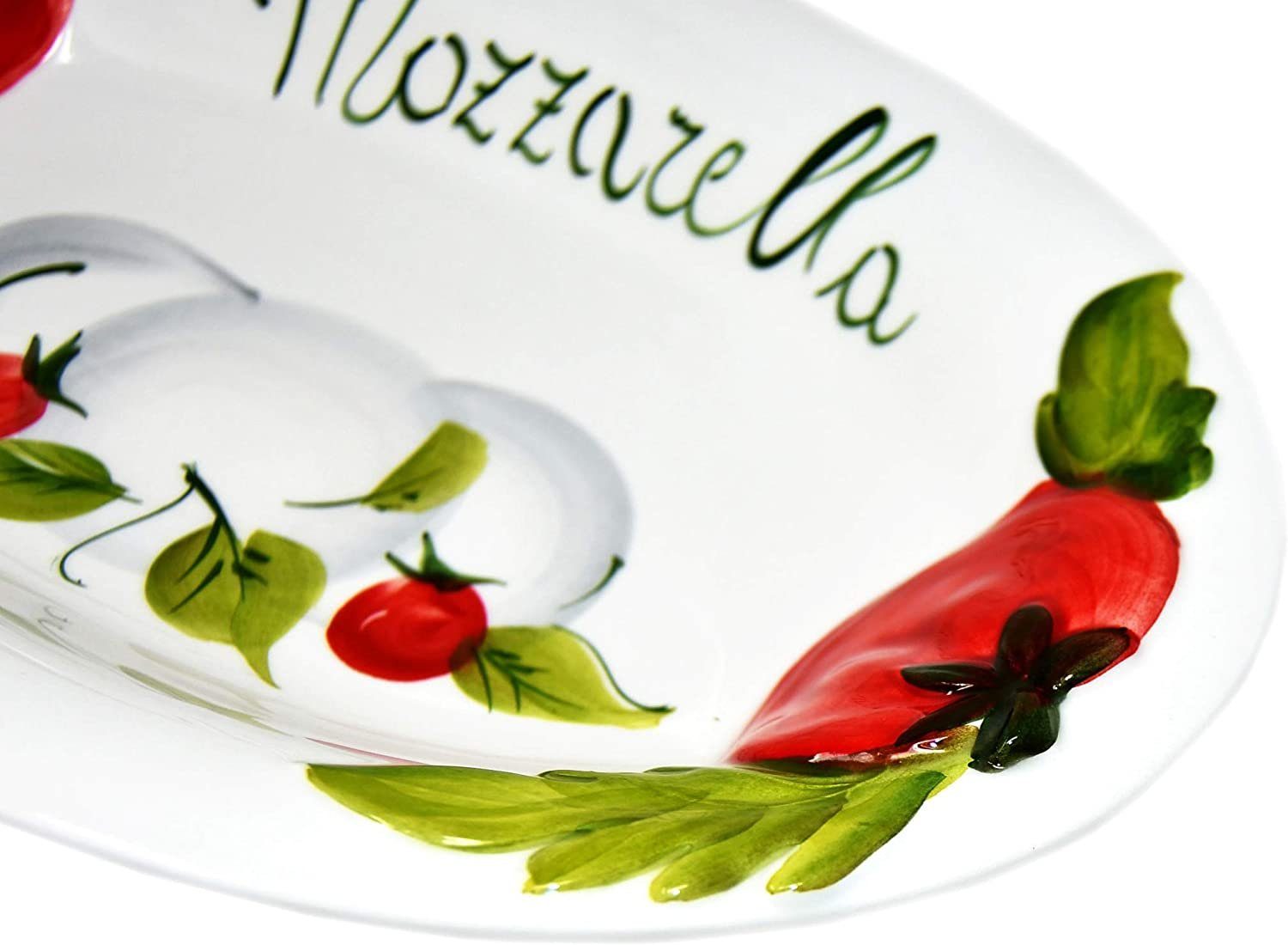 Lashuma Obstteller 31 aus 20 (1-tlg., x Mozzarella, Servierteller Tomate cm), Keramik, Handgemachter oval Italien
