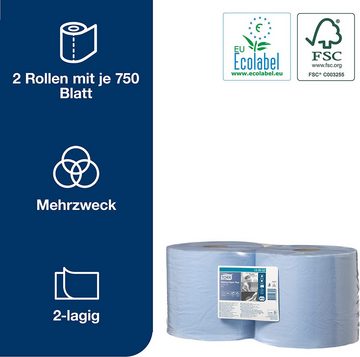 TORK Kosmetiktücher TORK Putztuchrollen Advanced 420 2-lagig 2 x 750 Blätter - Blau