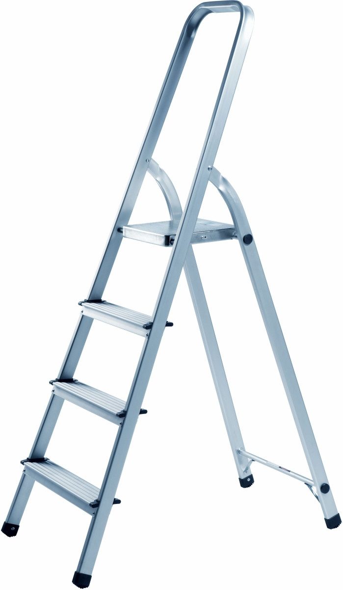 ALCO Vielzweckleiter Haushaltsleiter aus Aluminium 4-stufig Höhe 148cm silber