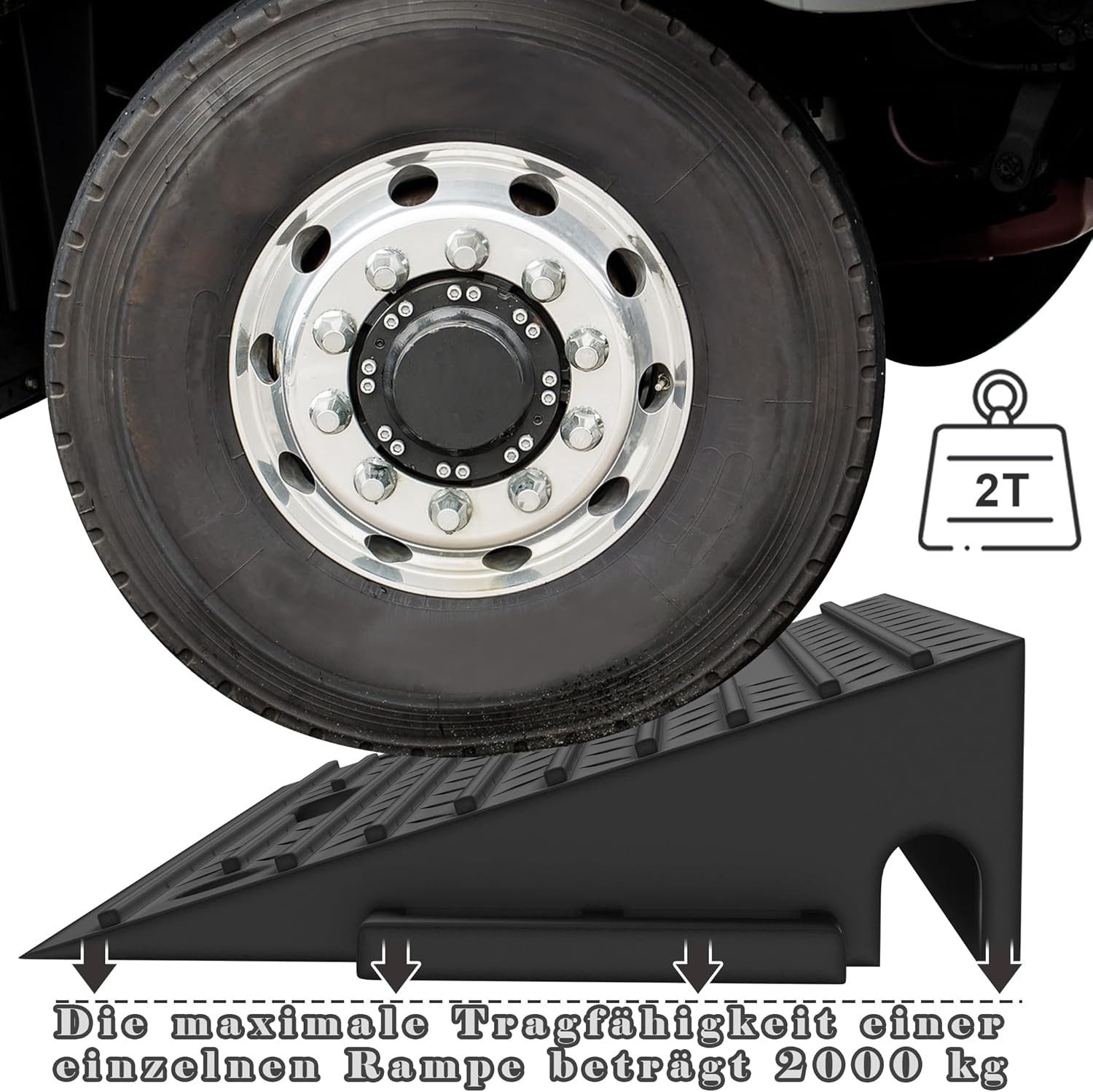 FIVMEN Auffahrrampe 2 Stück Bordsteinrampe Gummi Schwarz 53x32x10 cm Rutschfest – Bild 4 von 5