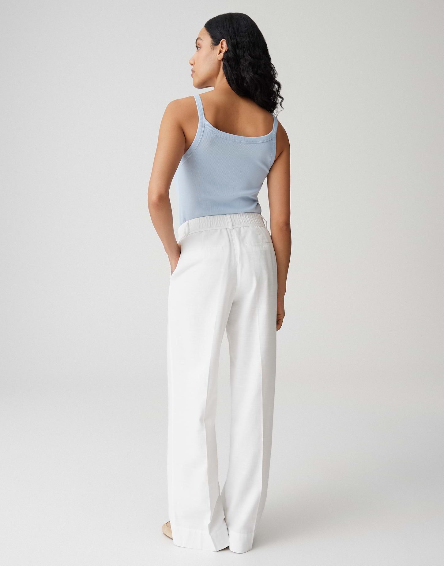 OPUS Bundfaltenhose Meeri coastal aus nachhaltigem Cotton Leinen Mix Nahttaschen vorne, natürlicher Griff