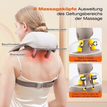 WILGOON Nacken-Massagegerät Shiatsu Nackenmassagegerät mit Wärmefunktion, Kabelloses Massagegerät, Packung, 2 Massagemodi, zur Linderung von Nacken, Schulter und Beinschmerzen