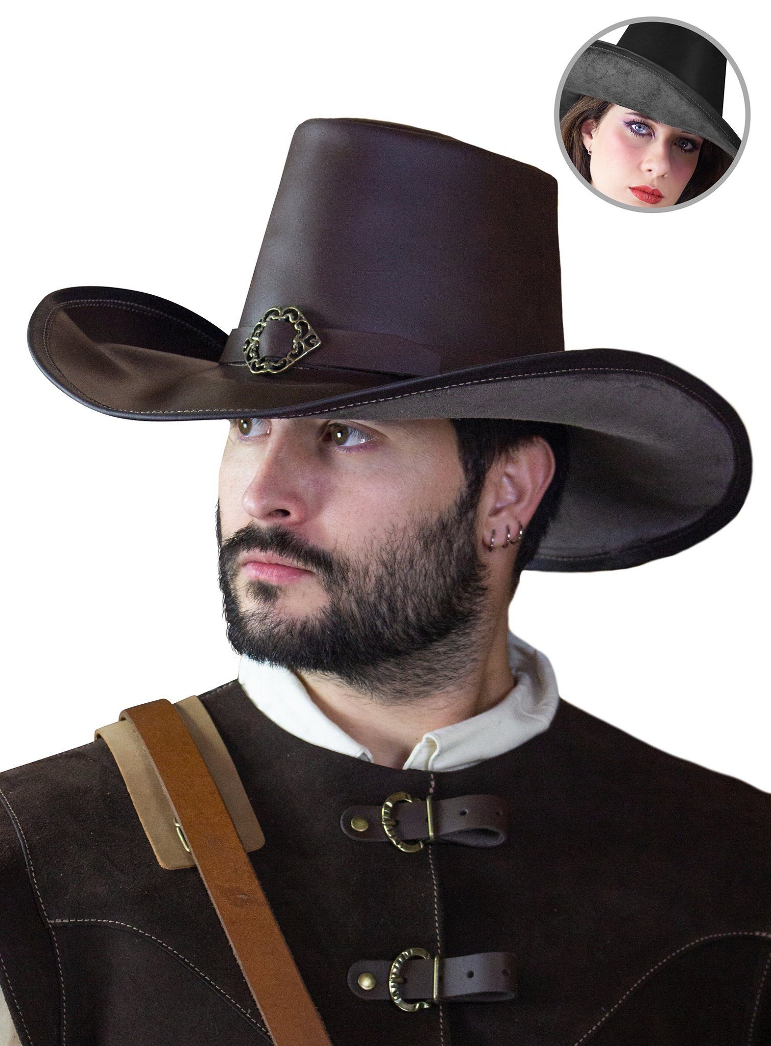 Piraten-Kostüm Leder Musketierhut - Delacroix