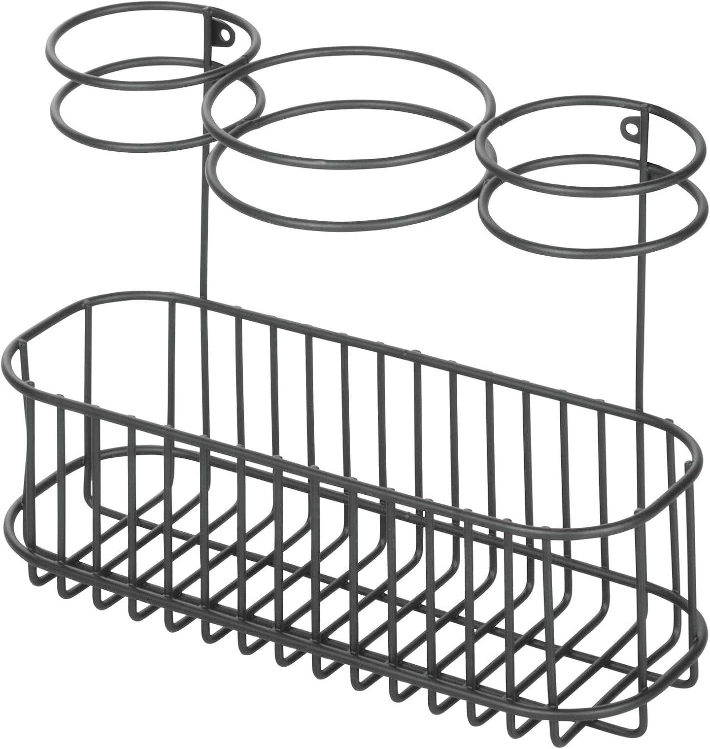 mDesign Badaccessoire-Set mDesign Fönhalter Ablage Organizer Aufbewahrung Wandmontage Metall S