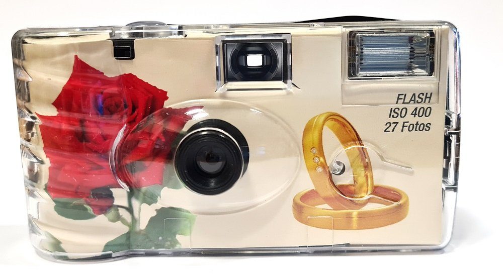 TopShot 1 x Sonderposten Einwegkamera Hochzeit Rosen + Ringe MHD 03.2026 Einwegkamera