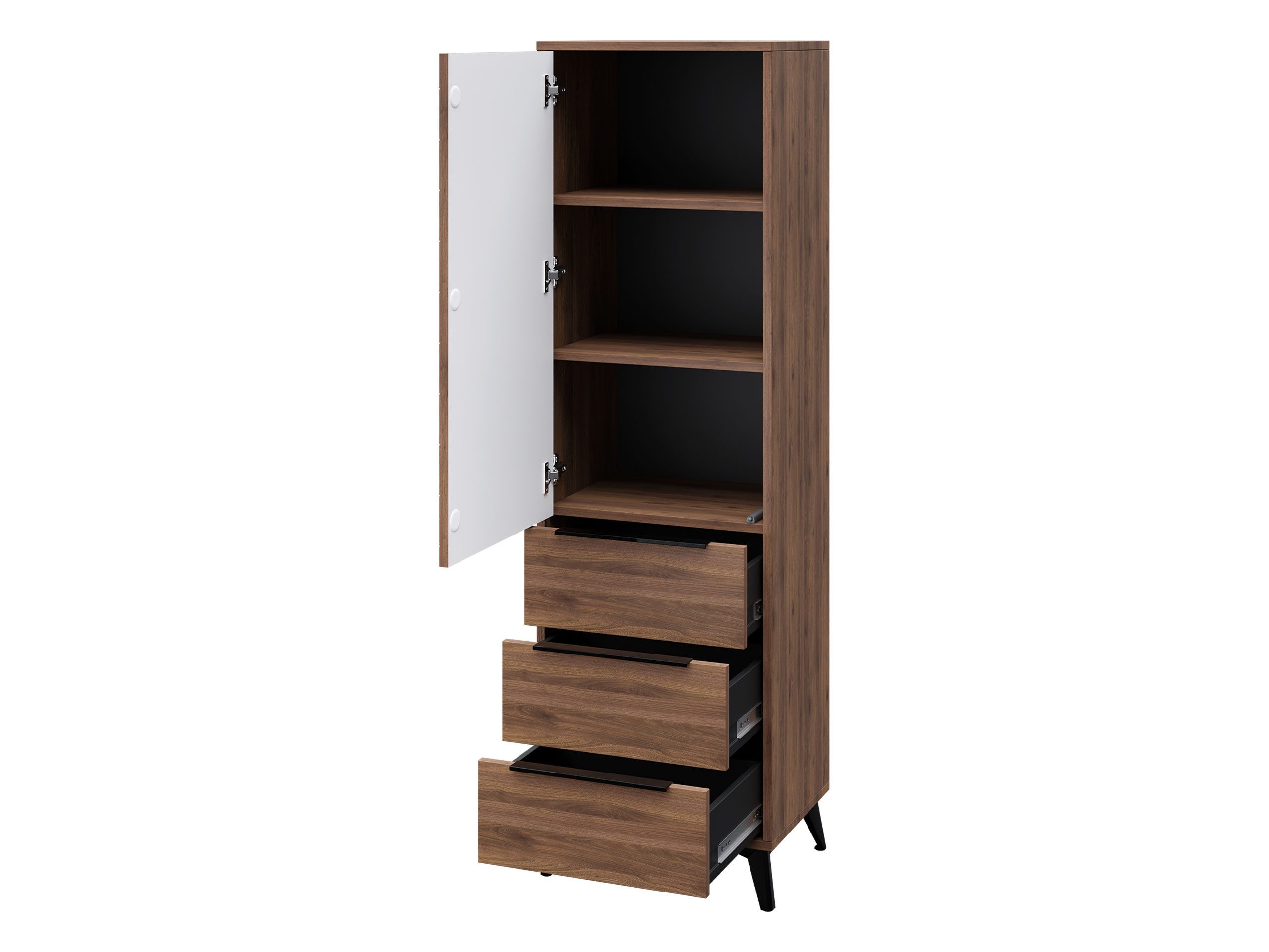 MIRJAN24 Wohnzimmer-Set Xylix Bis III, (2er-Set, Kleiderschrank, TV-Lowboard mit Kamin), Griffe und Füße aus Metall in der Farbe Gold – Bild 3 von 5