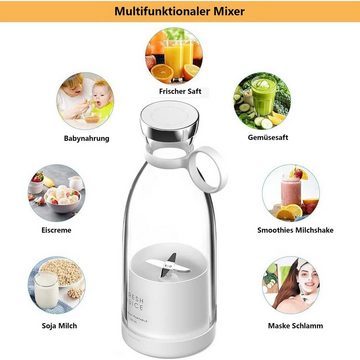 iceagle Smoothie-Maker 350ml Mini-Mixer frischer Saft kleiner Mixer & USB wiederaufladbarer, 20000r/min, 304 sus, leicht zu tragen, Anti-False-Touch