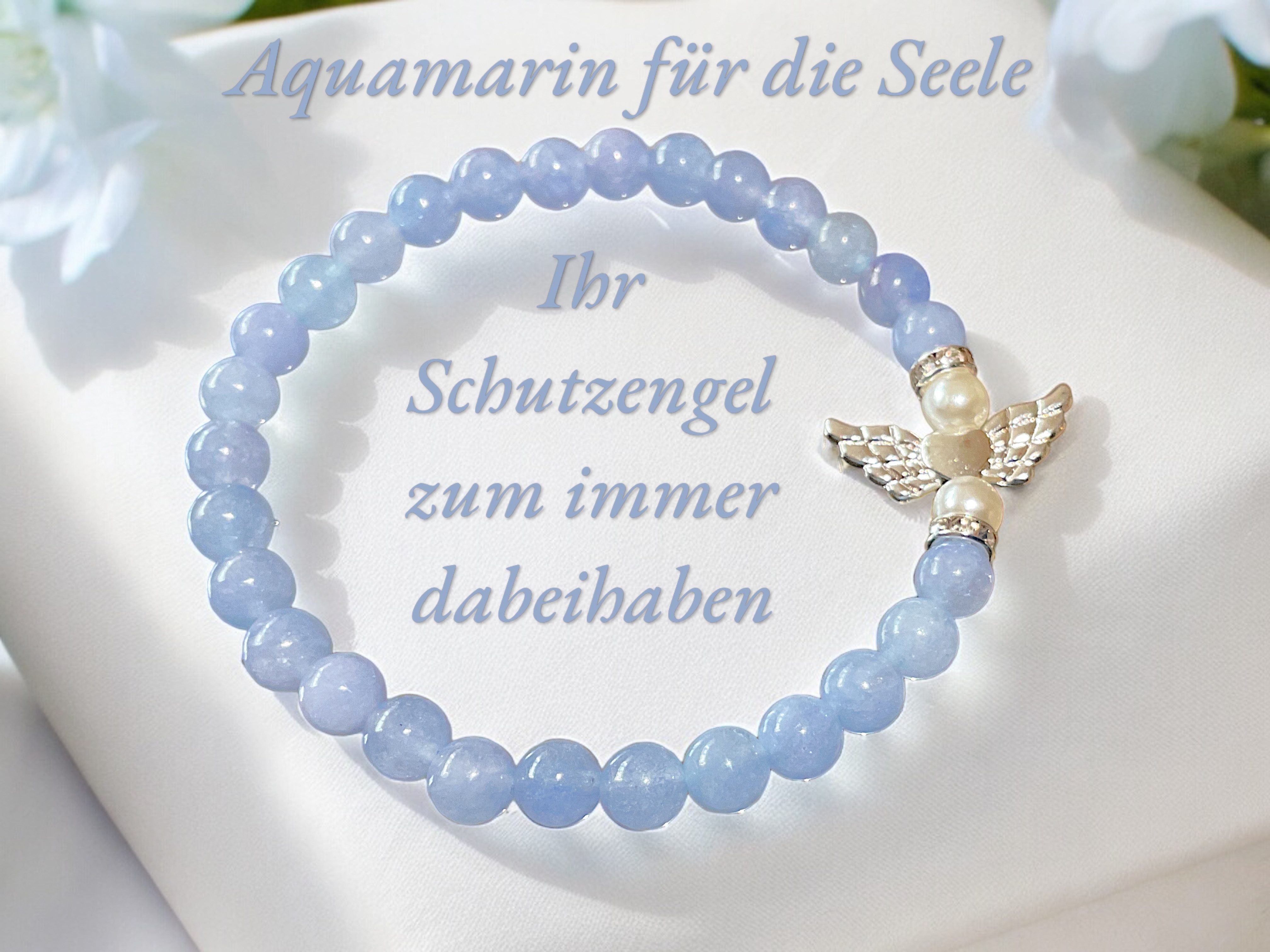 Steinfixx® Perlenarmband Aquamarin Schutzengel Armband inclusive Geschenkbo günstig online kaufen