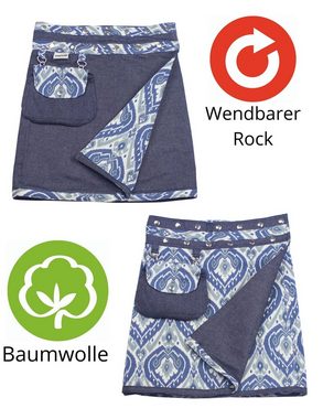 Sunsa Jeansrock Damenrock Minirock Jeans Wickelrock 2 Röcke in 1 Abnehmbarer Tasche Wendbarer Rock, 2 Optische Designs in 1