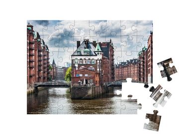 puzzleYOU Puzzle Die berühmte Speicherstadt in Hamburg, 48 Puzzleteile, puzzleYOU-Kollektionen Speicherstadt Hamburg