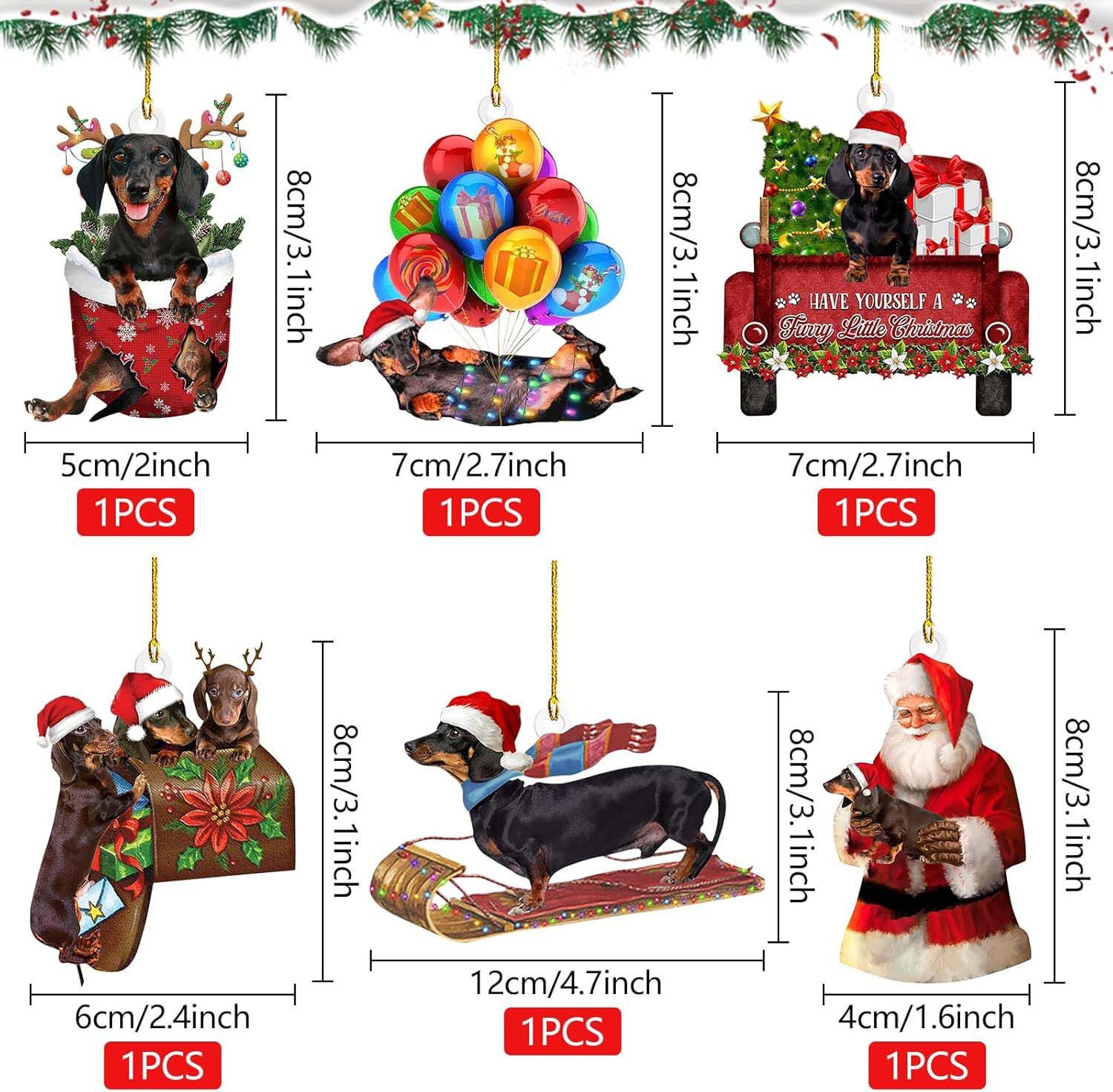 trends for living Hängedekoration 6 Stück Weihnachtsanhänger Dackel Geschen günstig online kaufen