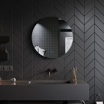 SONNI Badspiegel Runder randloser Badezimmerspiegel mit Licht, Ø 80 cm / Ø 60 cm