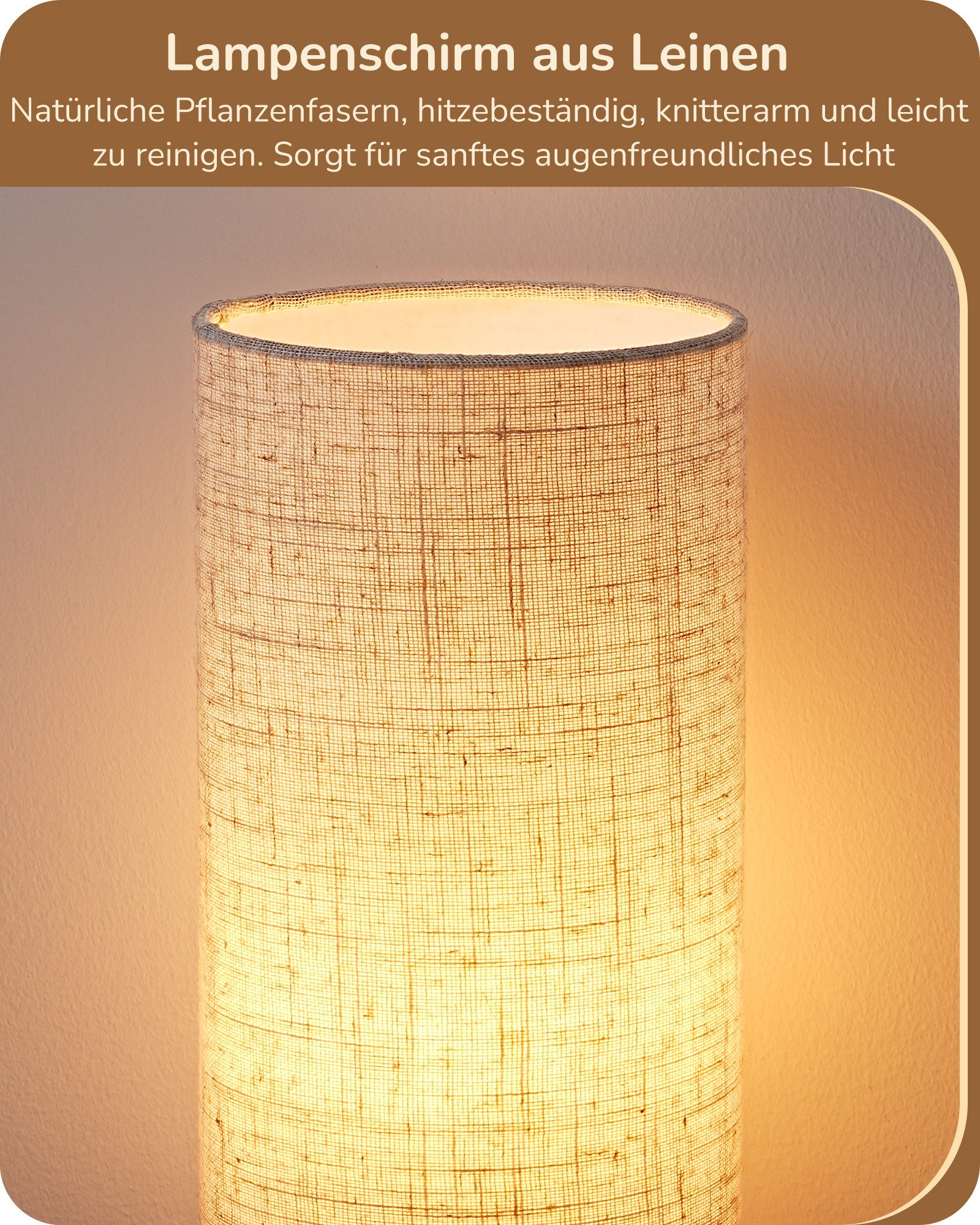 EDISHINE LED Nachttischlampe EDISHINE Nachttischlampen 2er-Set, inkl. 4W LED Leuchtmittel, LED wechselbar, Tageslichtweiß, Moderne Tischlampe mit Metallgestell, – Bild 3 von 5