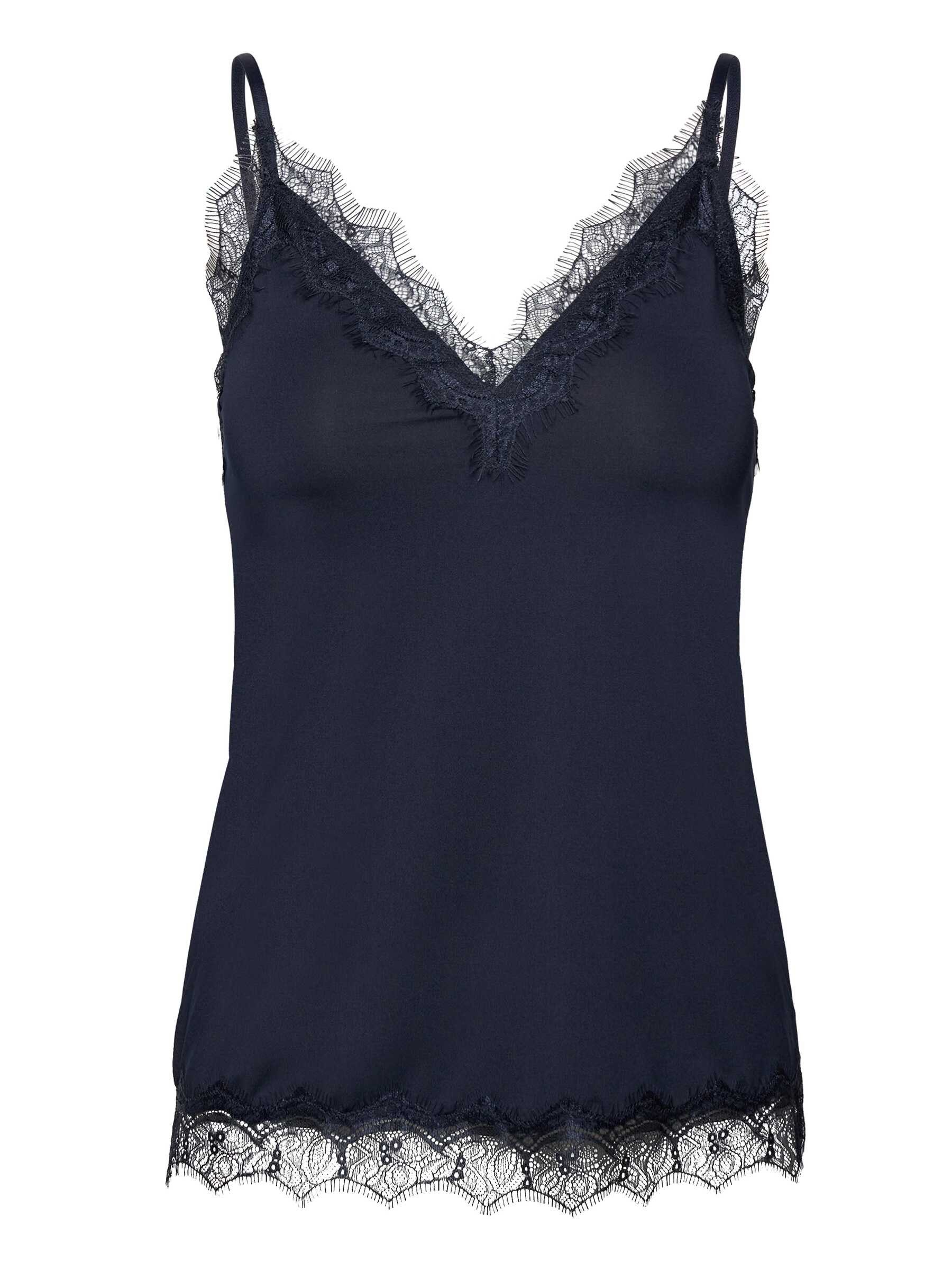rosemunde Spaghettitop Billie Strap Top Vintage-Spitzenbesatz an Ausschnitt und Saum, feminin
