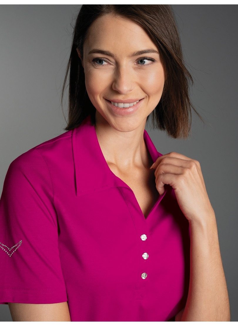 Trigema Poloshirt TRIGEMA Poloshirt aus Baumwolle mit Kristallsteinen (1-tlg)