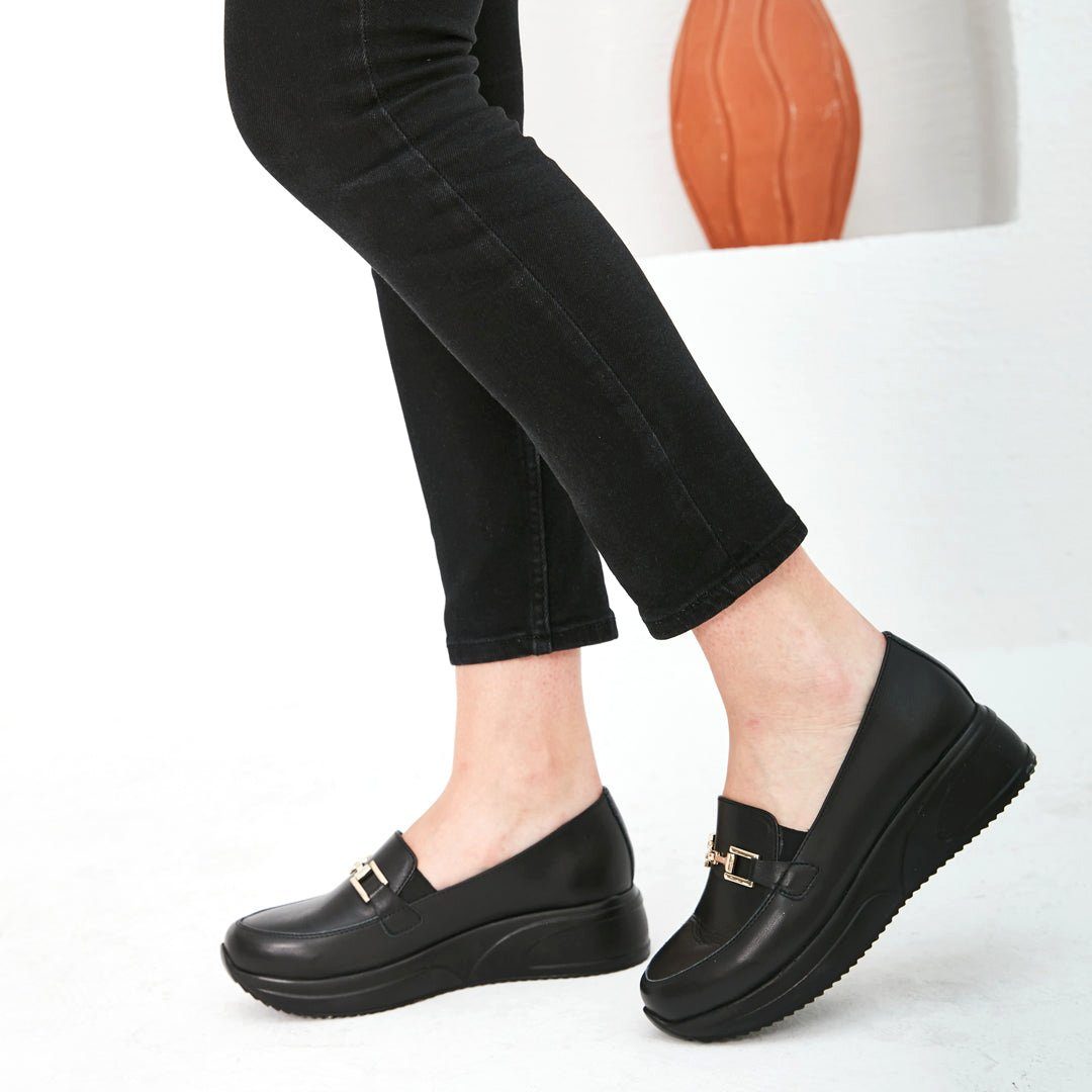 Celal Gültekin 376-20418 Keilpumps Schwarze Lederschuhe günstig online kaufen