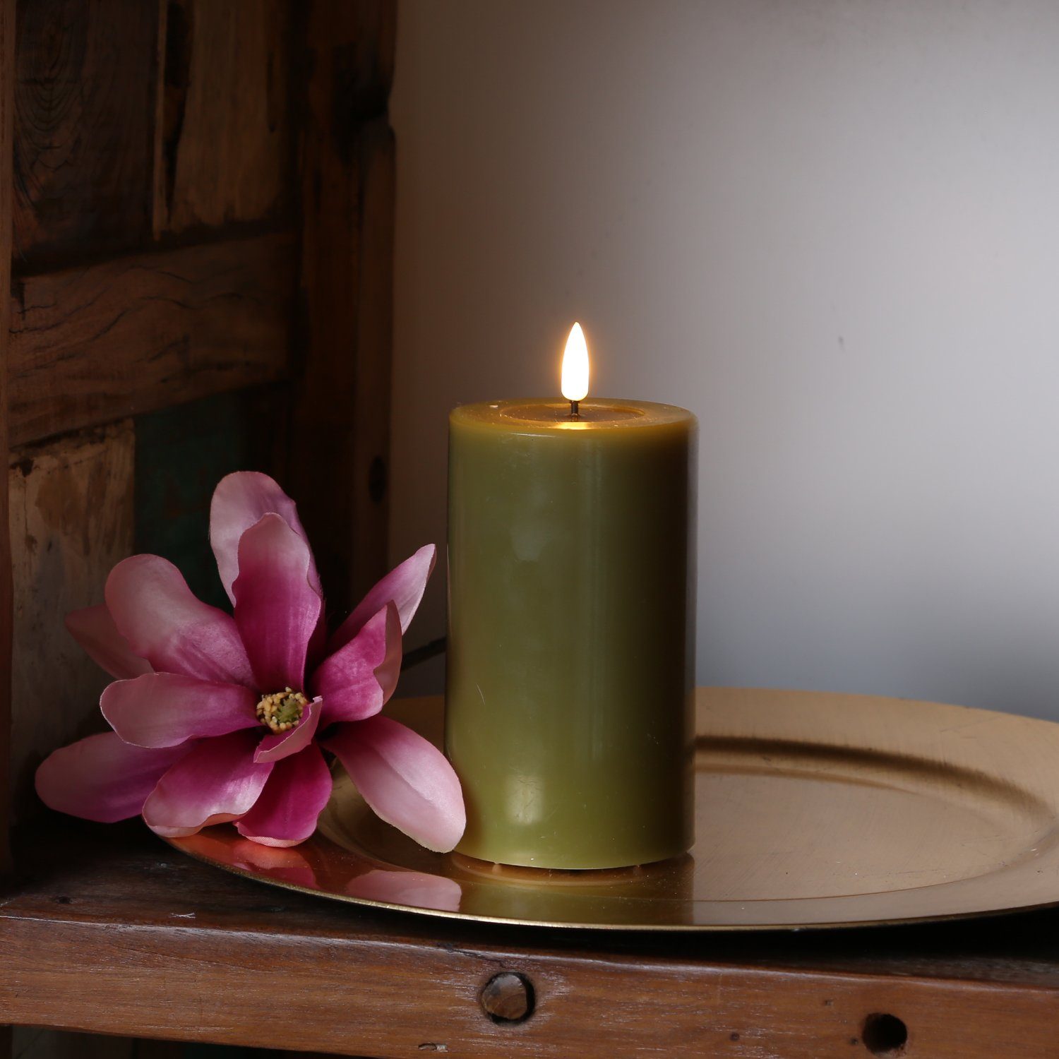 Deluxe Homeart LED-Kerze Mia Deluxe Echtwachs Wachsspiegel flackernd H: 12, günstig online kaufen