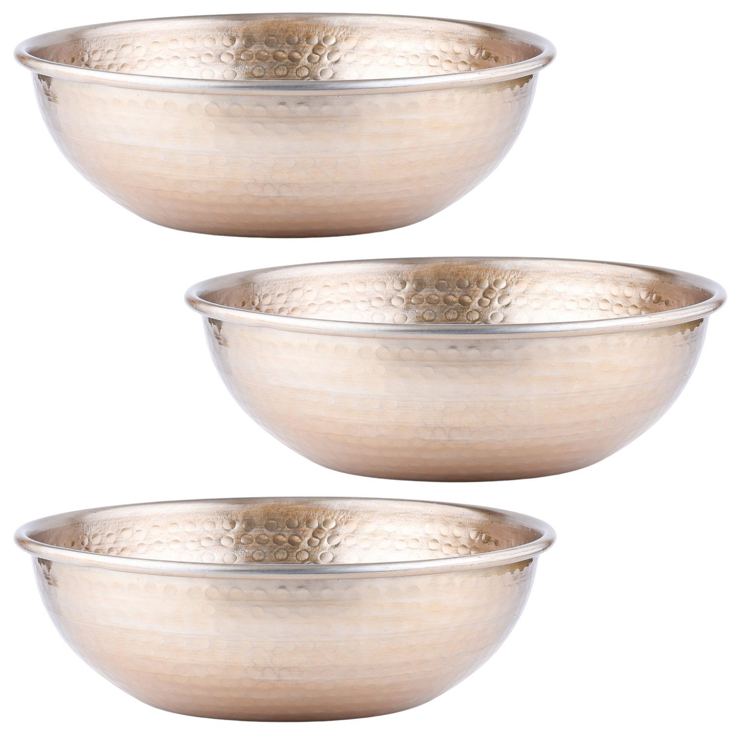 Marrakesch Orient & Mediterran Interior Dekotablett 3er Vintage Servierschale Schale Engla Gold 27cm (3 St), Handarbeit