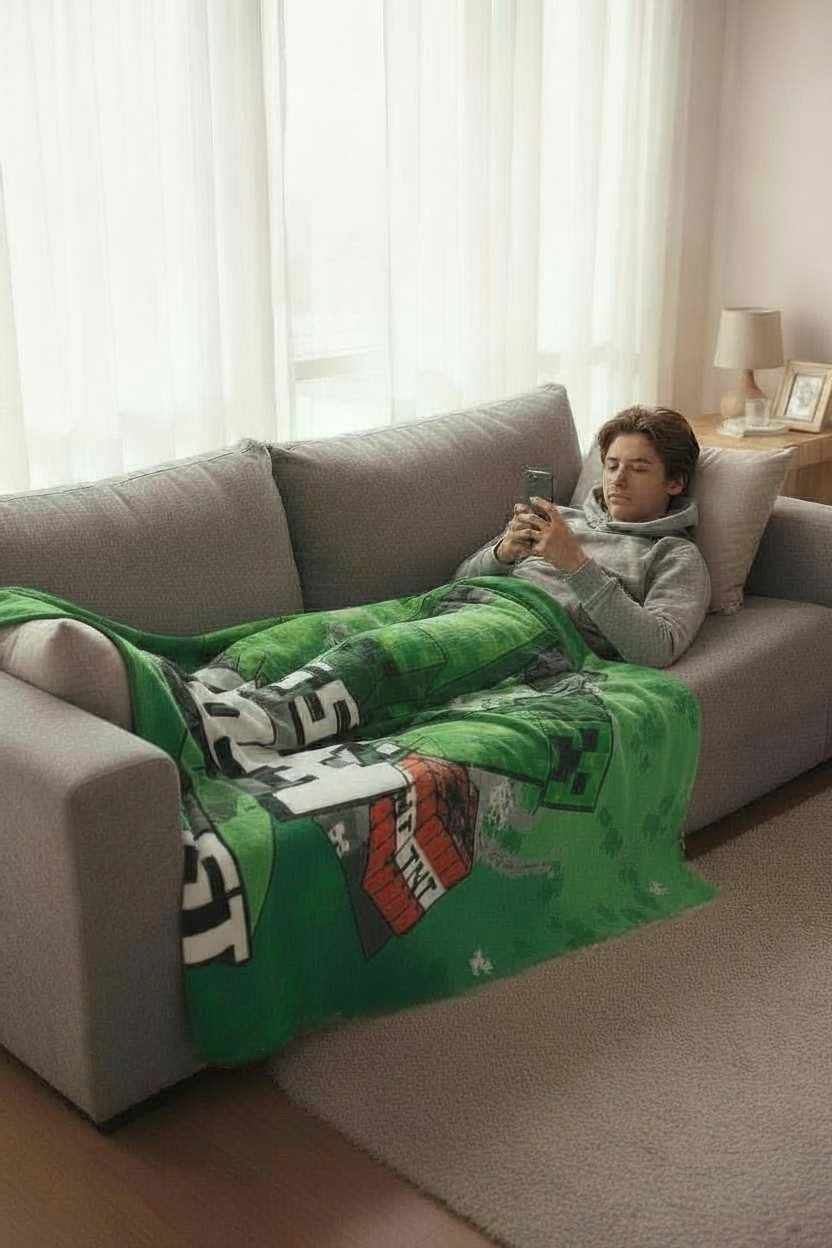 Kinderdecke Creeper, Minecraft, Fleecedecke weiche Kuscheldecke 140 x 100 c günstig online kaufen