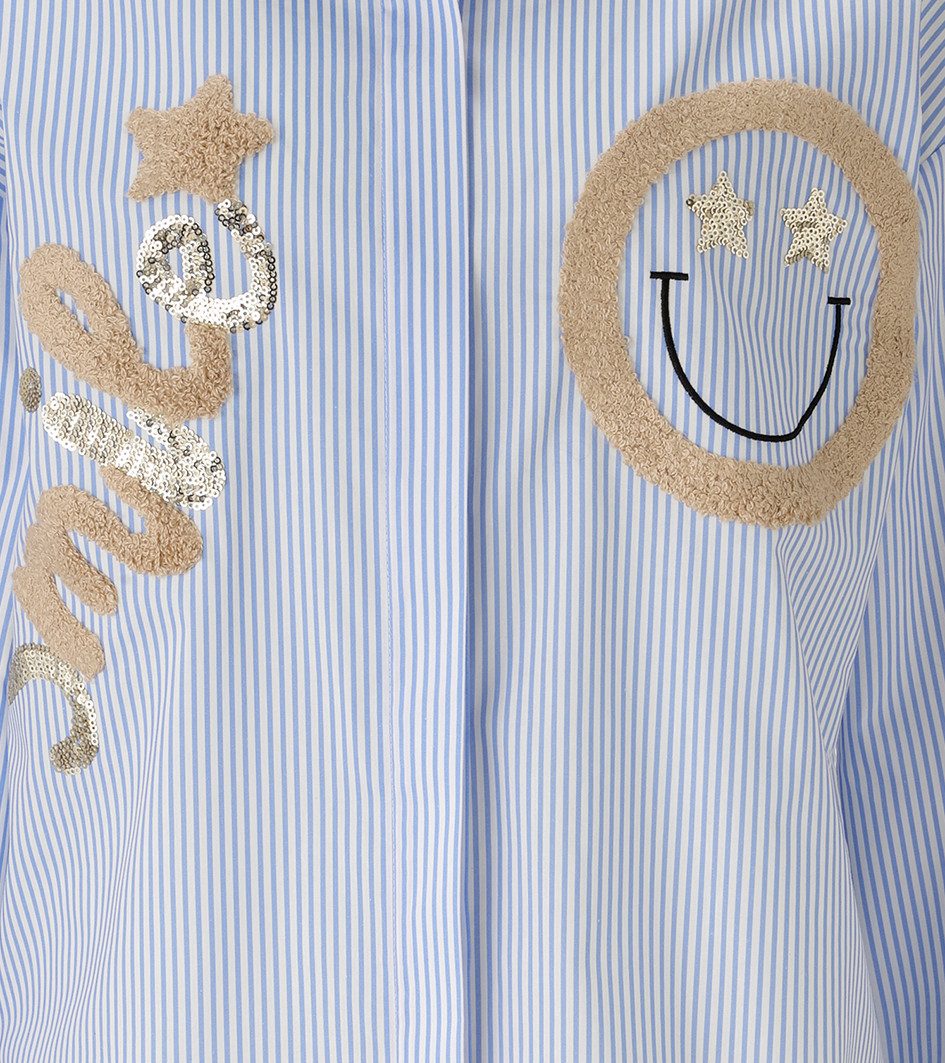 Aniston CASUAL Hemdbluse mit Pailletten verzierte Smiley-Applikationen