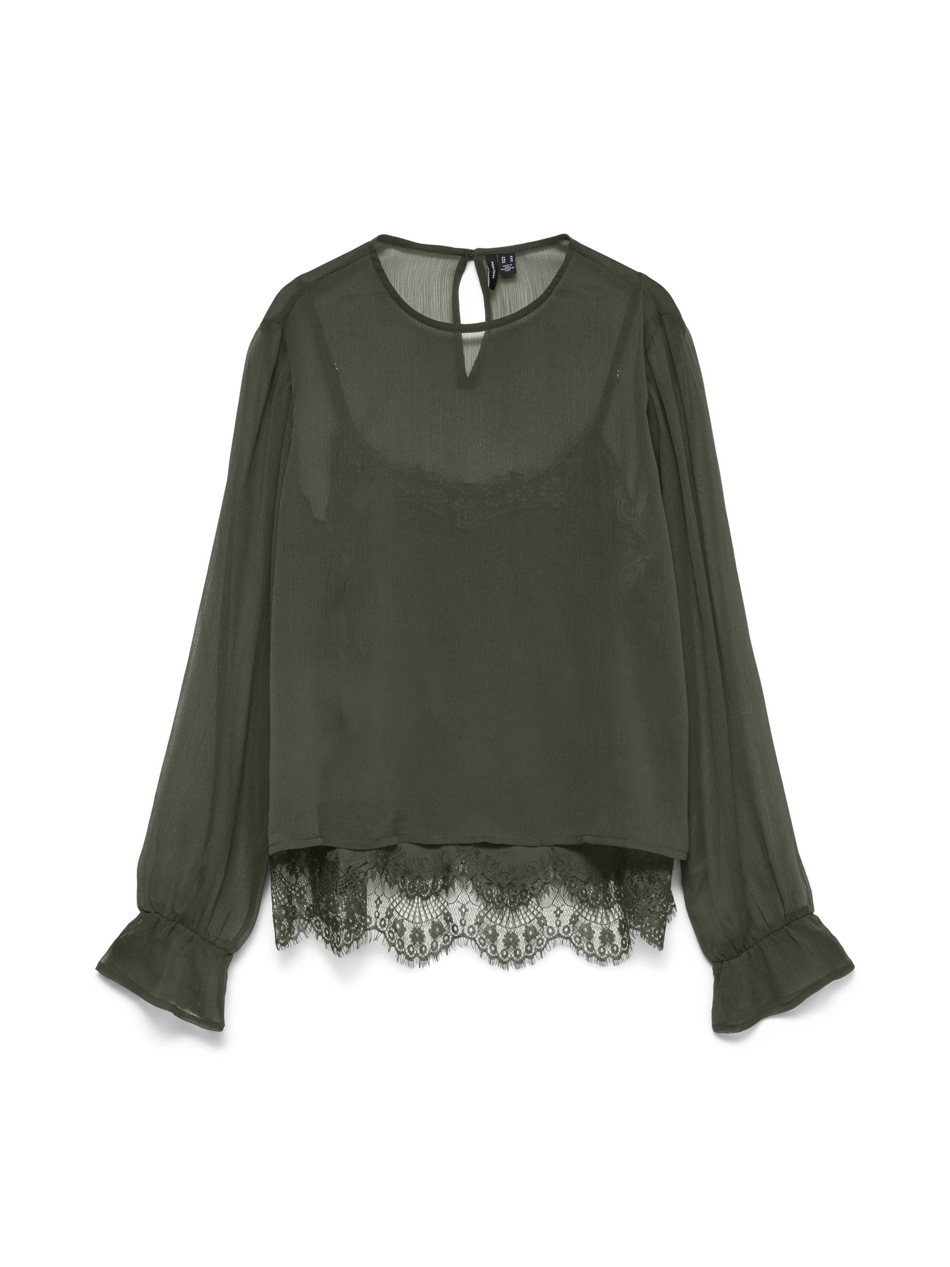 Vero Moda Blusenshirt VMLALIE LS LACE TOP WVN 186323 Forest Night