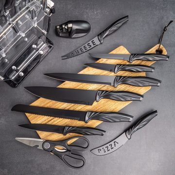Intirilife Messerblock (17tlg), 17-teiliges Set Messerblock mit Küchenmesser, Schärfer, uvm.
