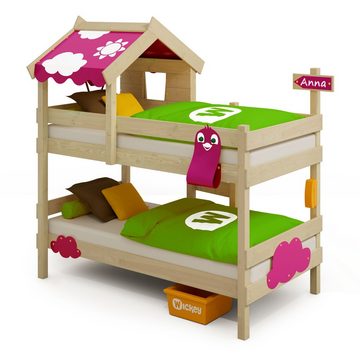 Wickey Kinderbett Crazy Daisy - Hochbett, Spielbett 90 x 200 cm (Holzpaket aus Pfosten und Brettern, Etagenbett mit Kletterleiter für Kinder), Massivholz