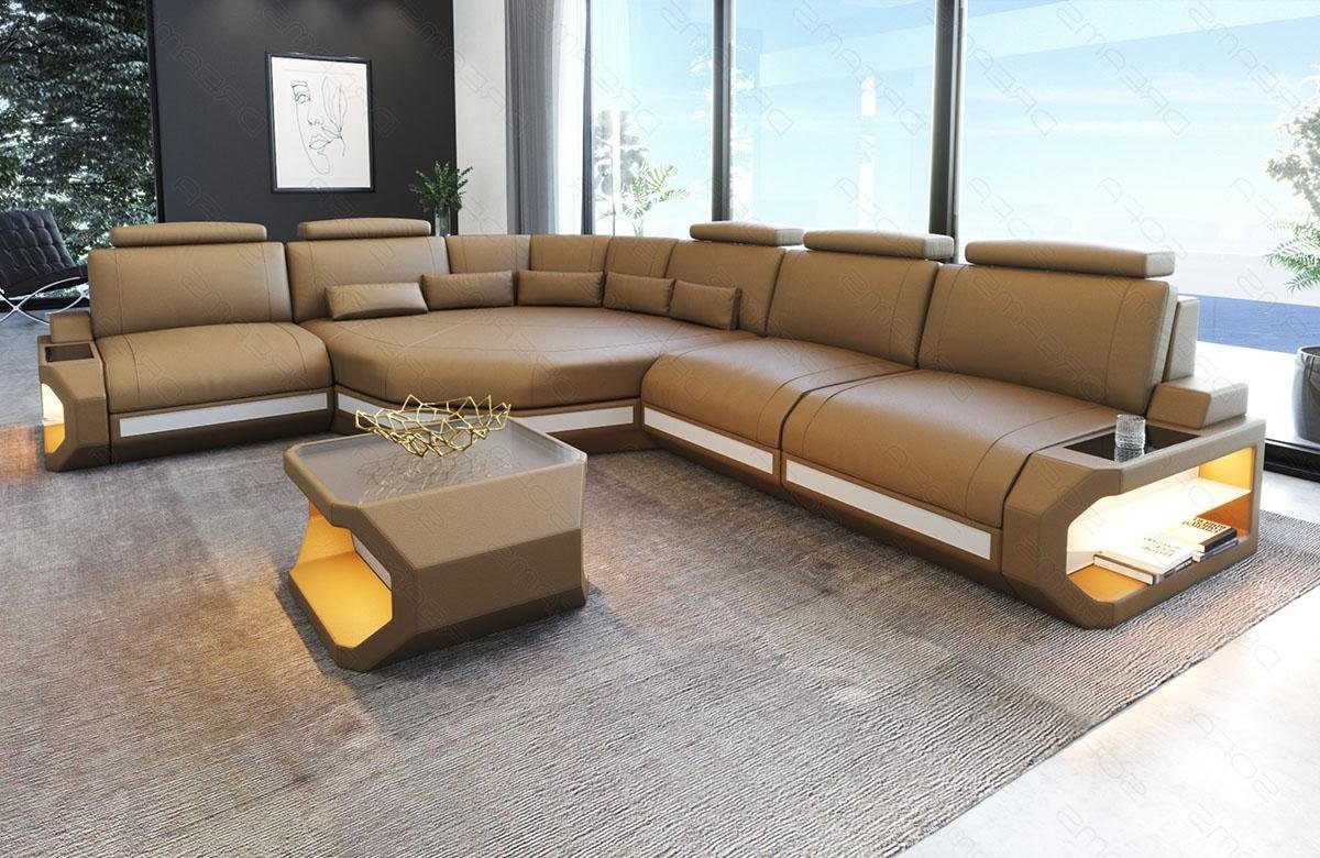 Sofa Dreams Ecksofa Asti, Couch, L Form Ledersofa mit LED, Designersofa