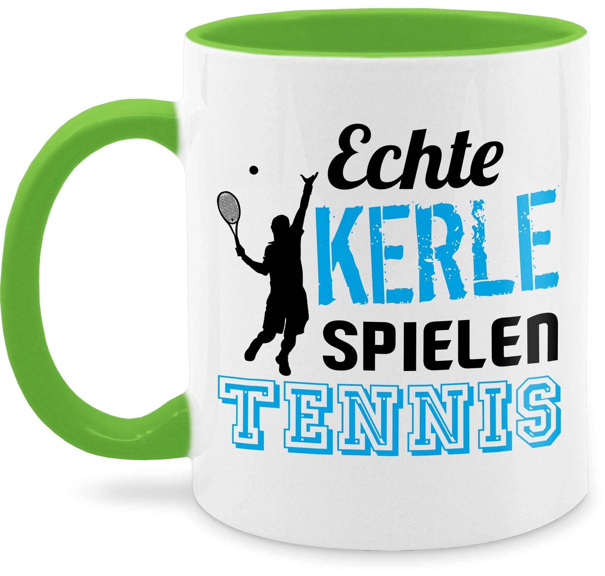 Shirtracer Keramik, Echte Sprüche Tasse 3 Kerle schwarz, Hellgrün Statement Tennis spielen