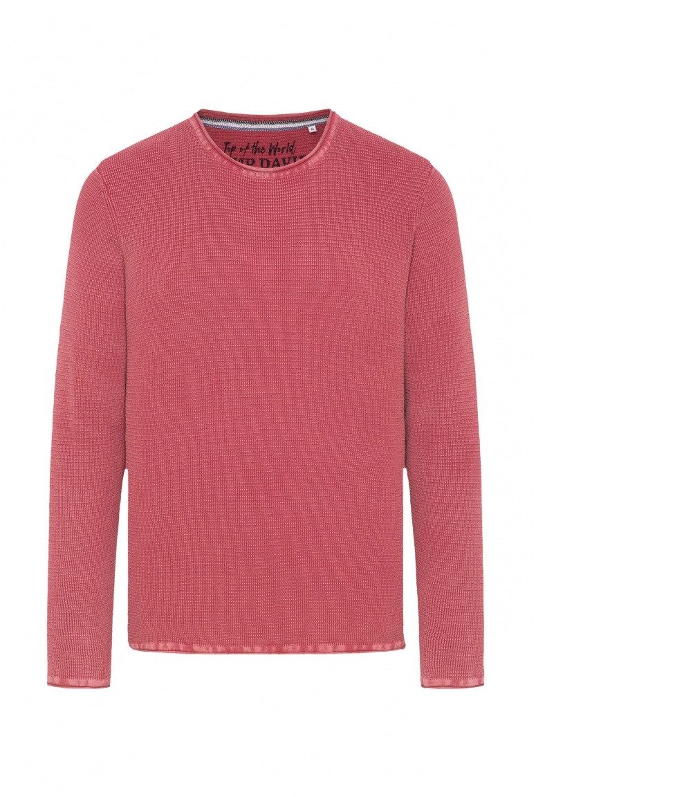 CAMP DAVID Rundhalspullover Strukturierter Pullover Stone Washed