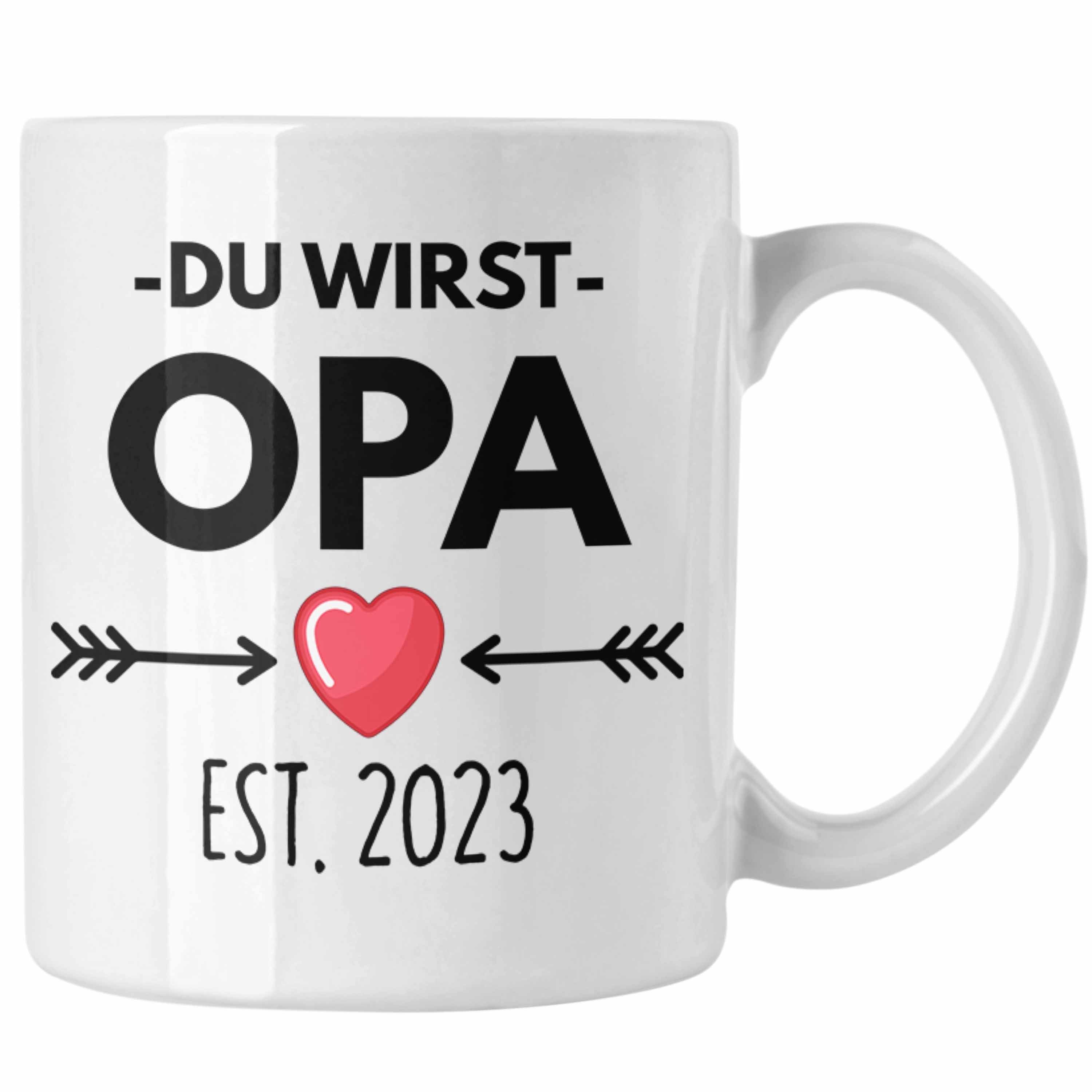 Trendation Tasse Trendation - Opa Du Wirst Opa 2023 Geschenk Schwangerschaft Weiss