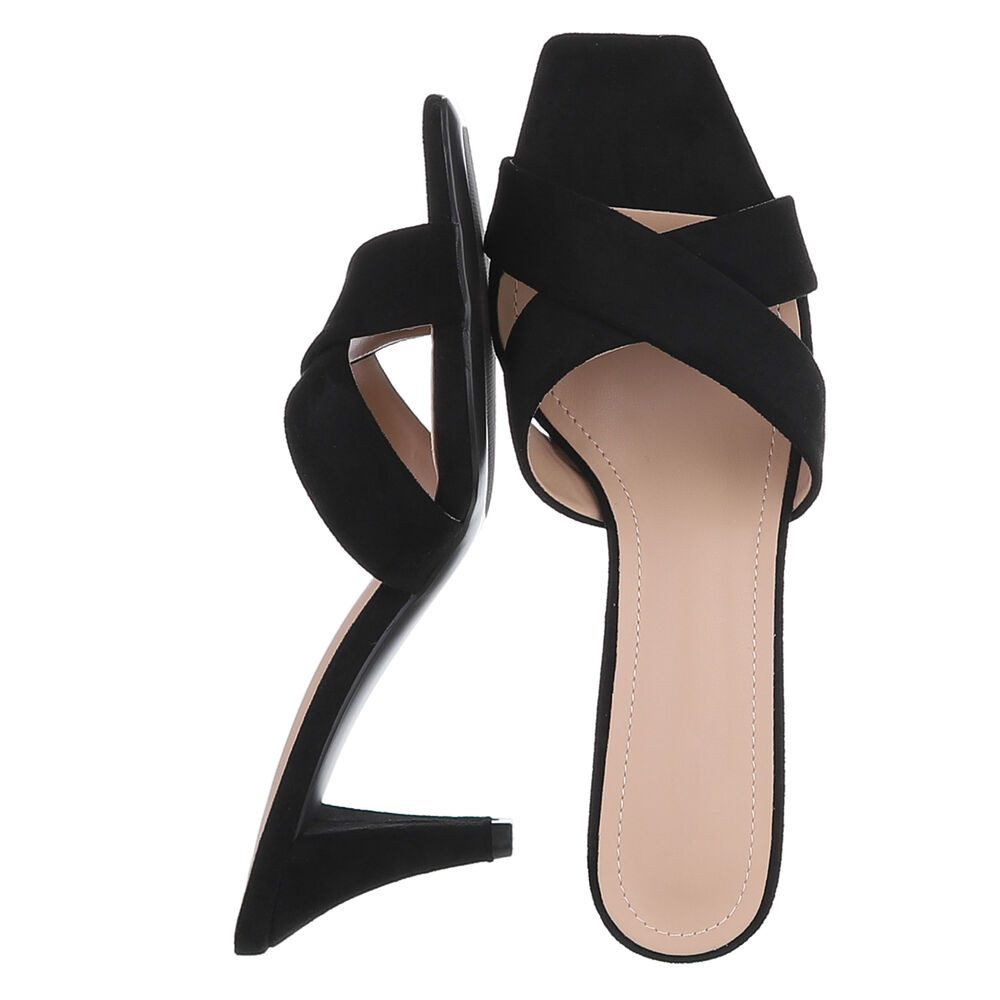 Ital-Design Damen Mules Pumps mit Stilettoabsatz und Riemen Pantolette (91895858) Pfennig-/Stilettoabsatz Sandalen & Sandaletten in Schwarz