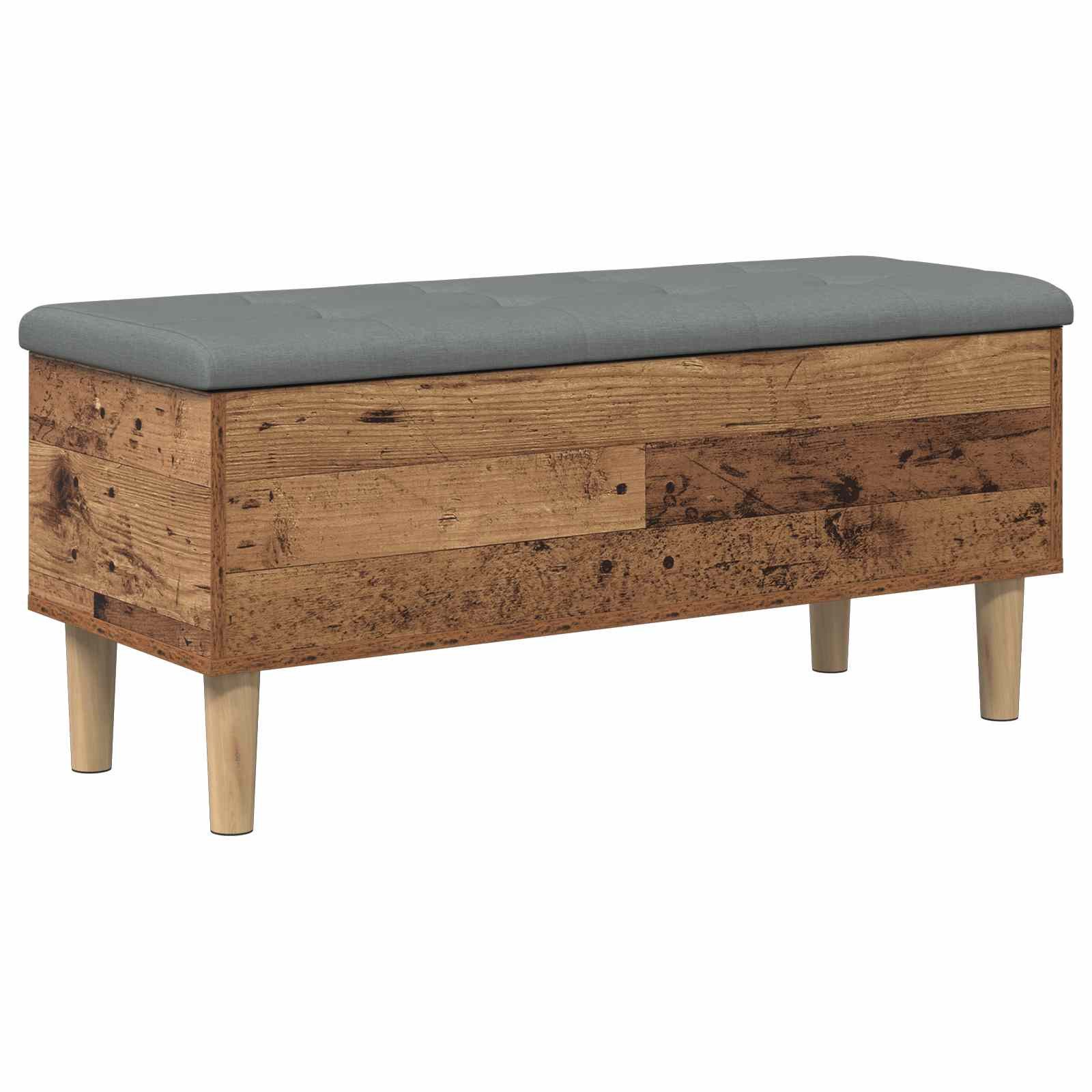 vidaXL Sitzbank Aufbewahrungsbank mit Kissen Altholz 102 x 42 x 46 cm (1-St)